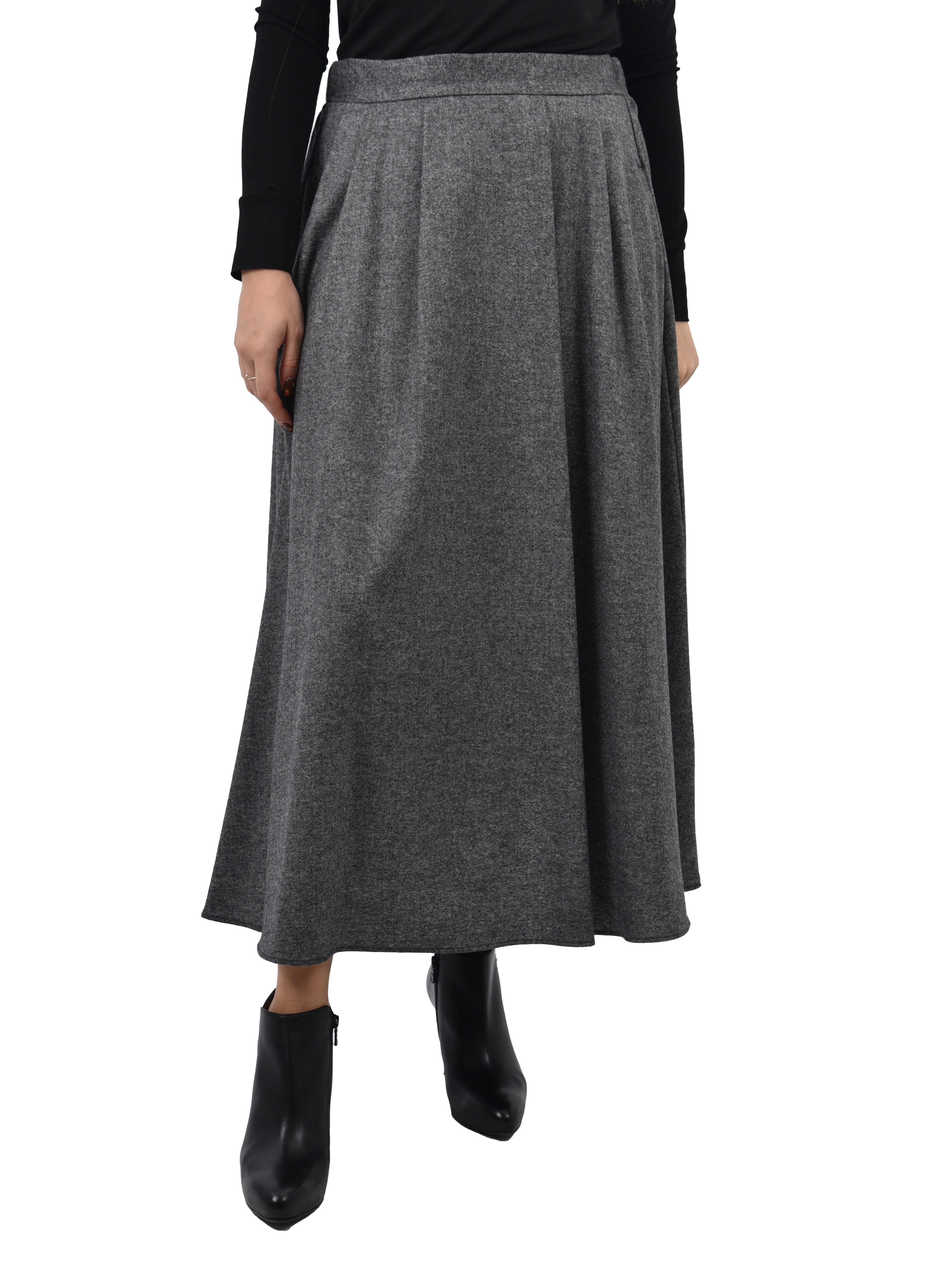 GONNA LUNGA IN FLANELLA LEGGERA DONNA ANTRACITE