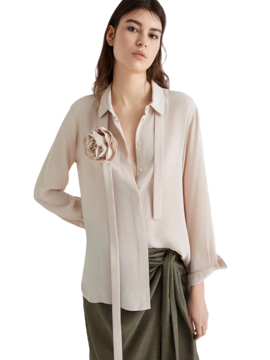 CAMICIA CABIRIA IN MISTO SETA DONNA BIANCO