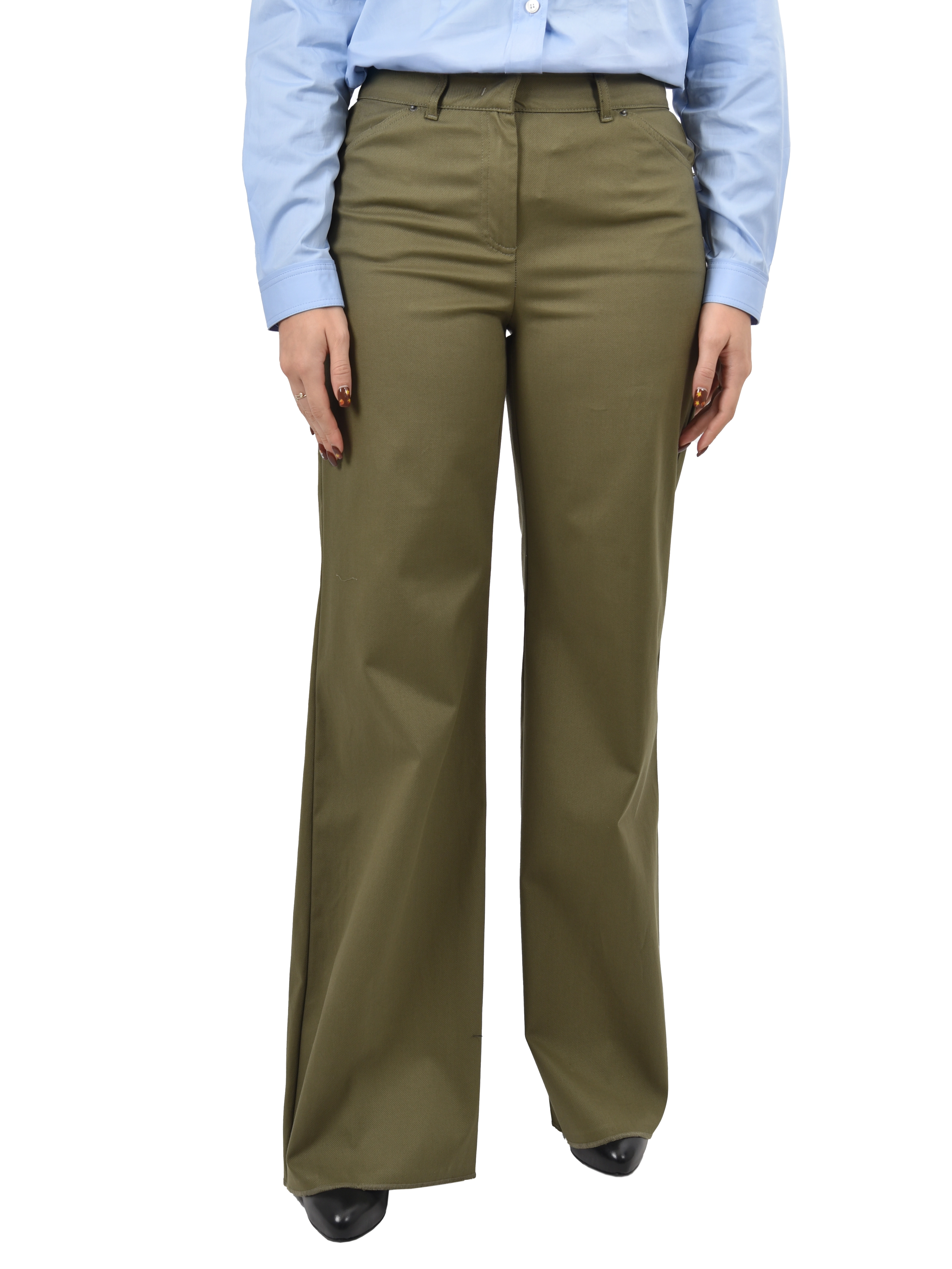 PANTALONE A PALAZZO IN COTONE DONNA VERDE