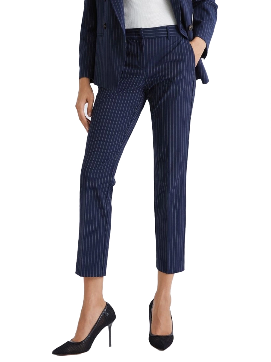 PANTALONE CHINO CON PIEGA STIRATA IN TELA DONNA BLU