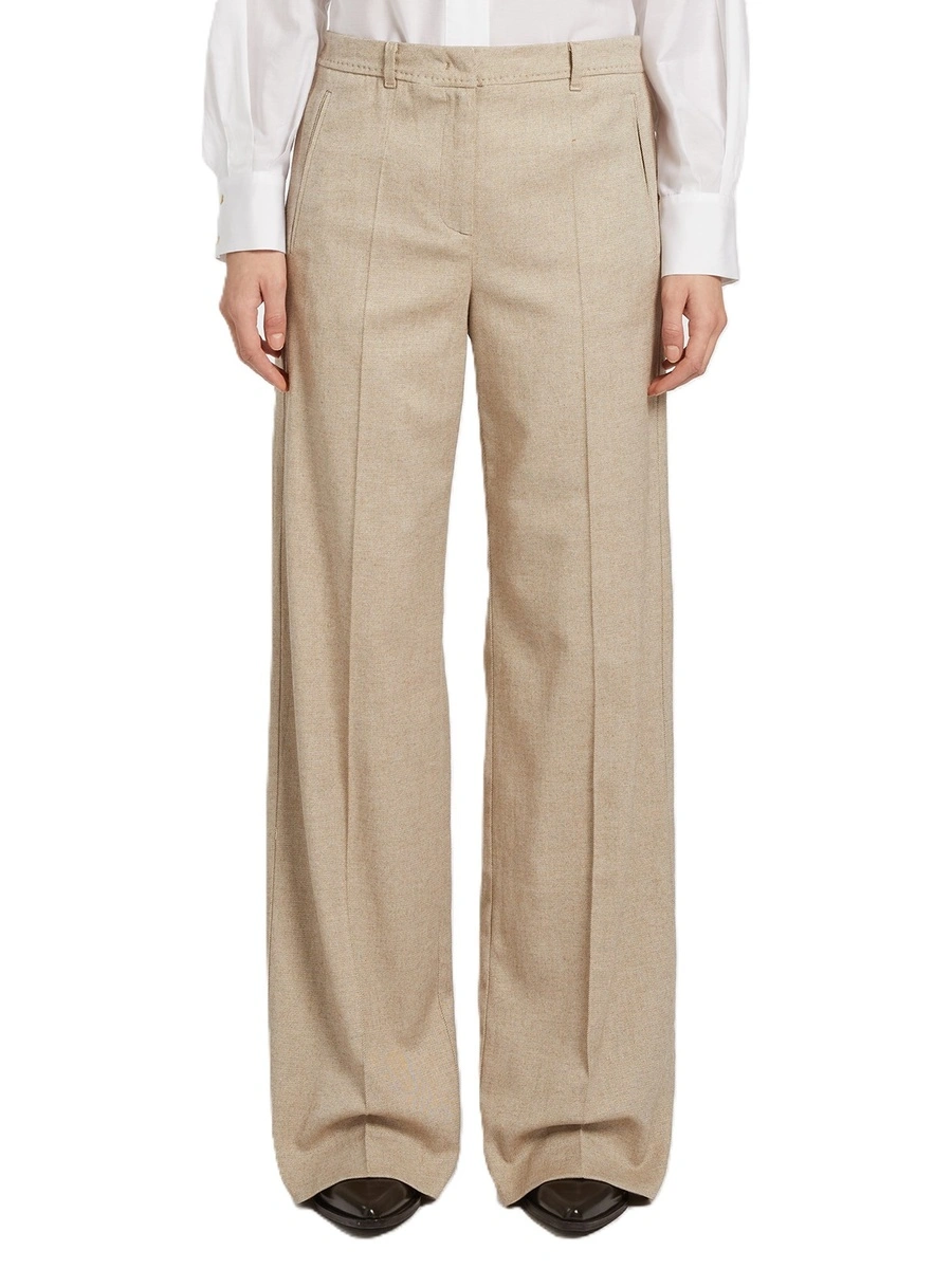 PANTALONE A PALAZZO MISTO COTONE LANA DONNA BEIGE