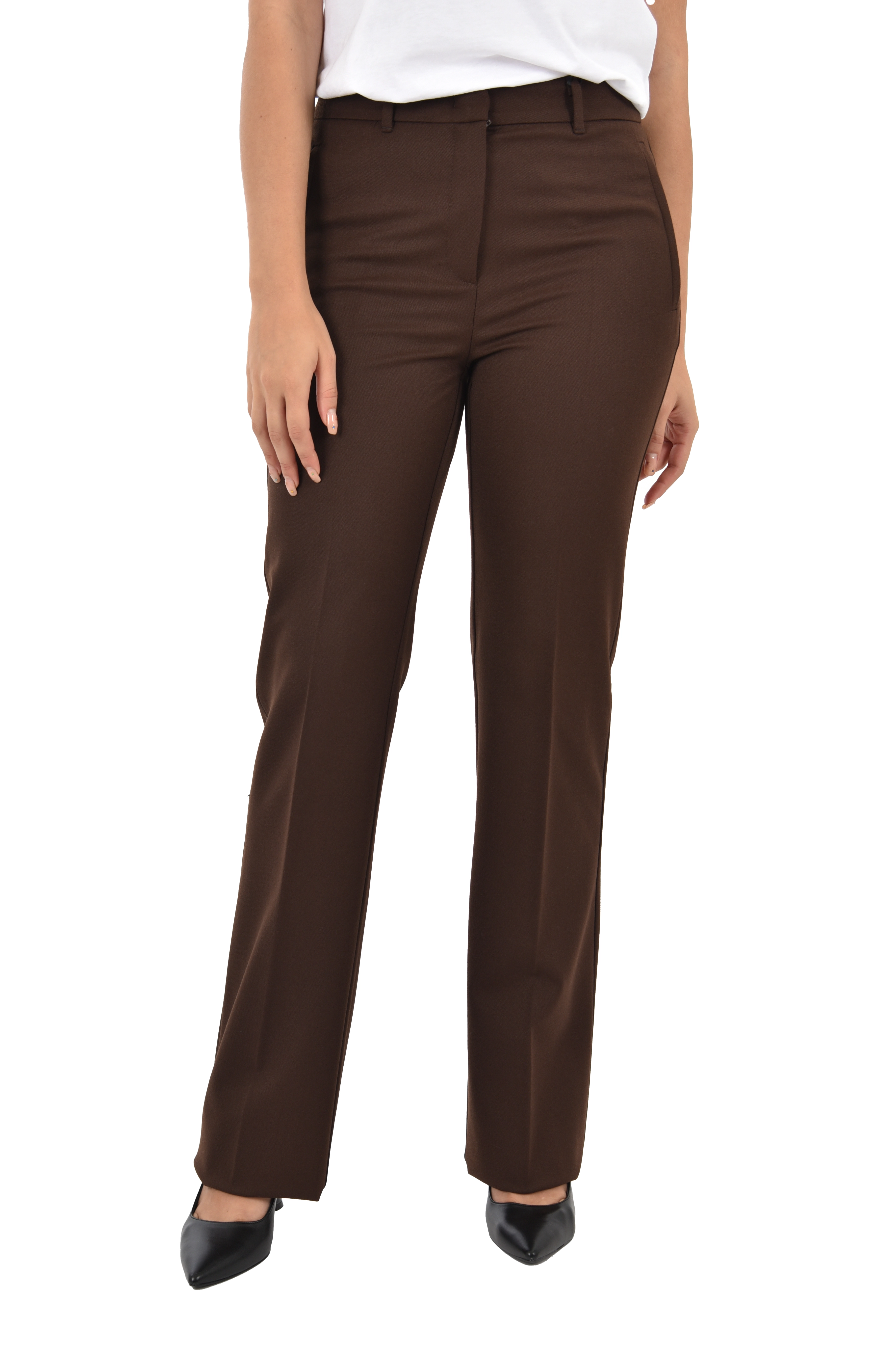 PANTALONA A PALAZZO CON PIEGA DONNA MARRONE