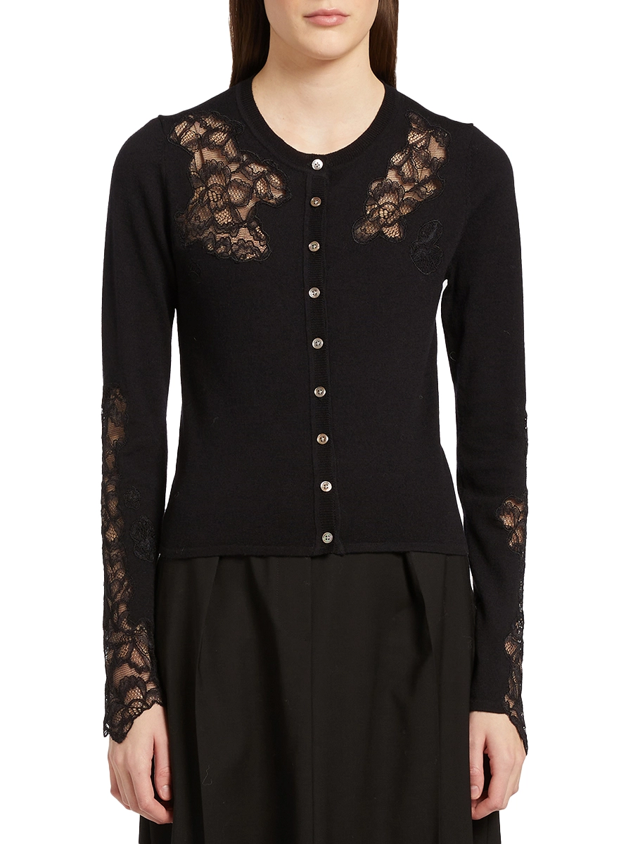 CARDIGAN CON PIZZO NUPAR DONNA NERO
