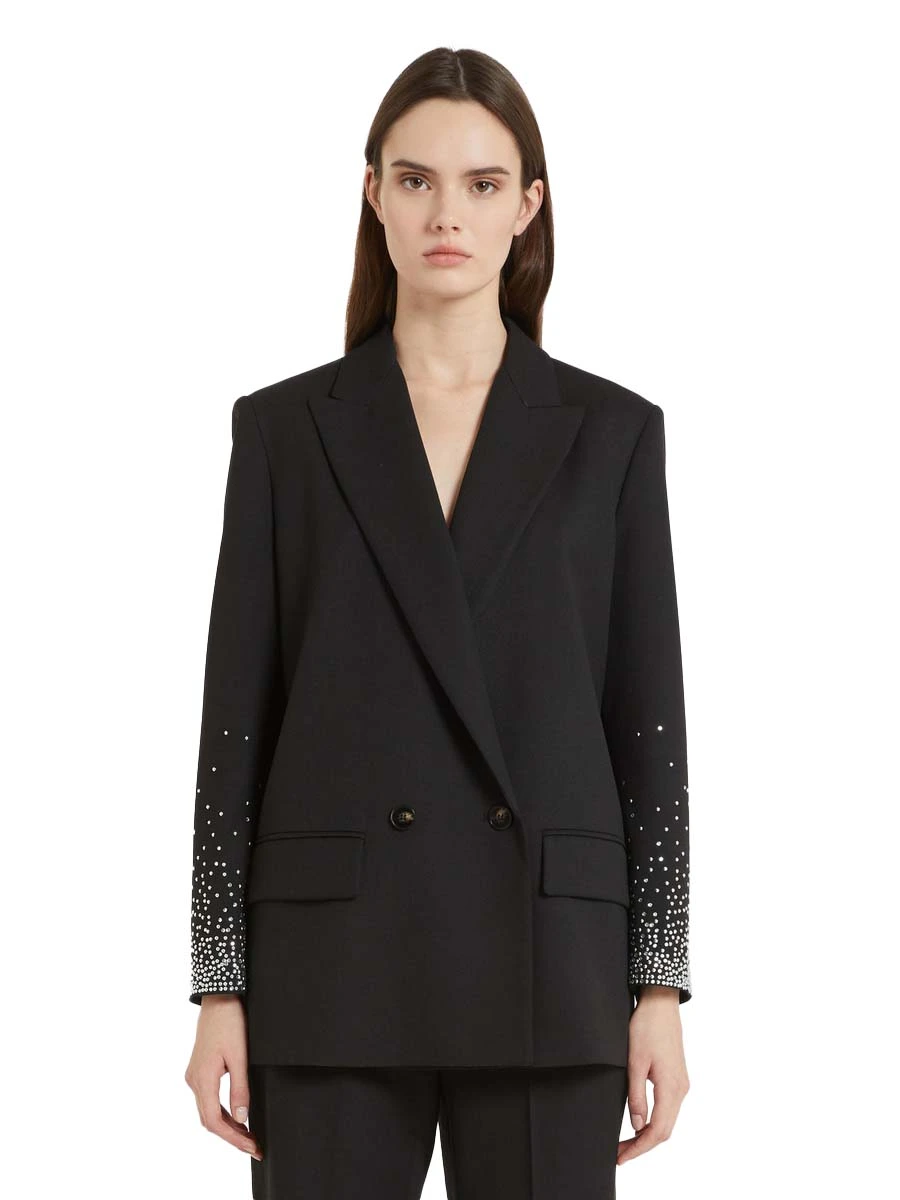 BLAZER CON CRISTALLI APPLICATI DONNA NERO