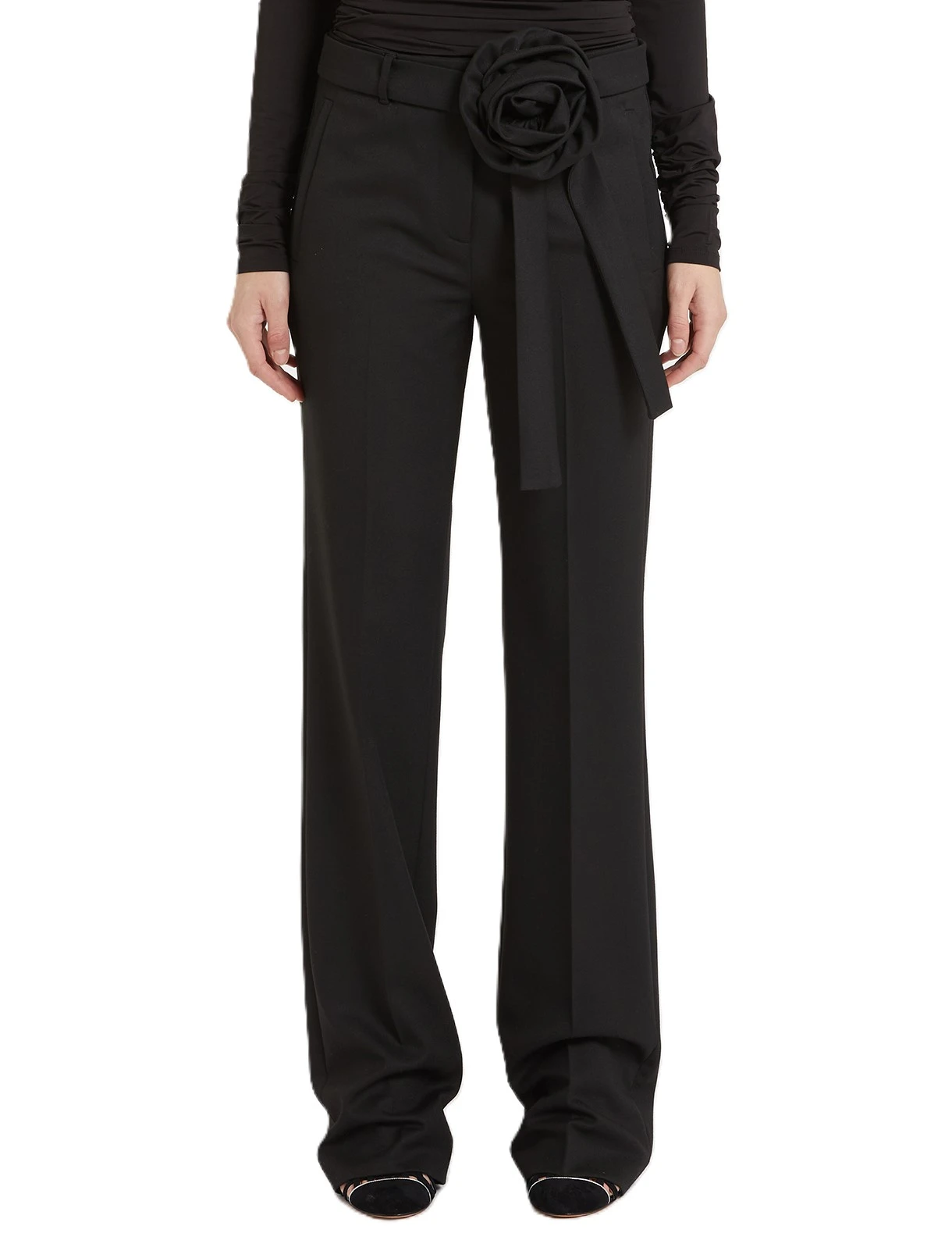 PANTALONI A PALAZZO CON PIEGA DONNA NERO