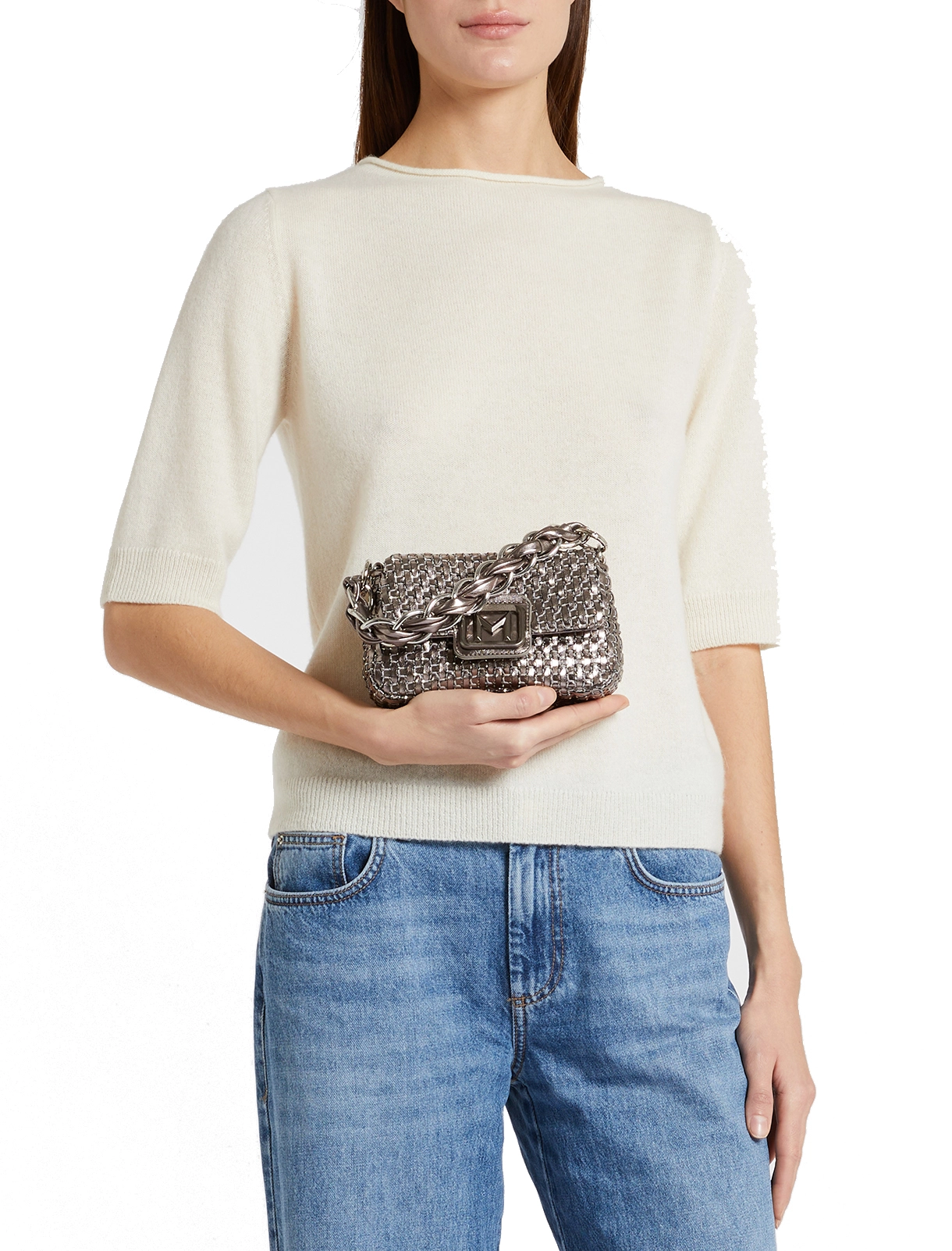 BORSA A SPALLA LONTRA1 DONNA ARGENTO