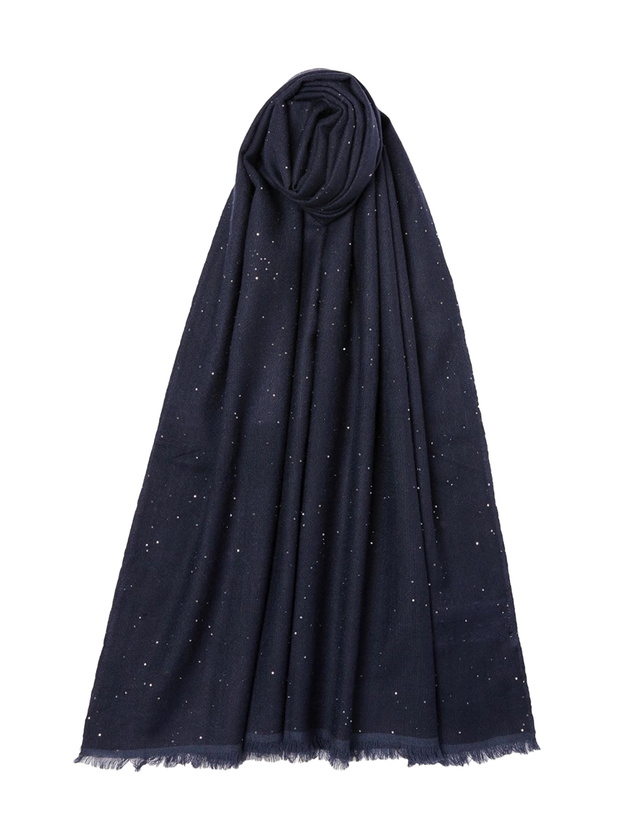 STOLA IN LANA CON MICRO PAILLETTE DONNA BLU