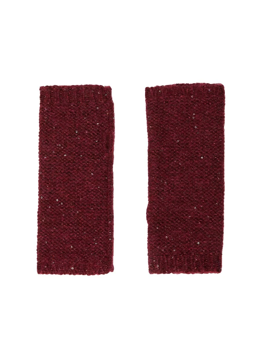 GUANTI SENZA DITA CON PAILLETTES DONNA BORDEAUX