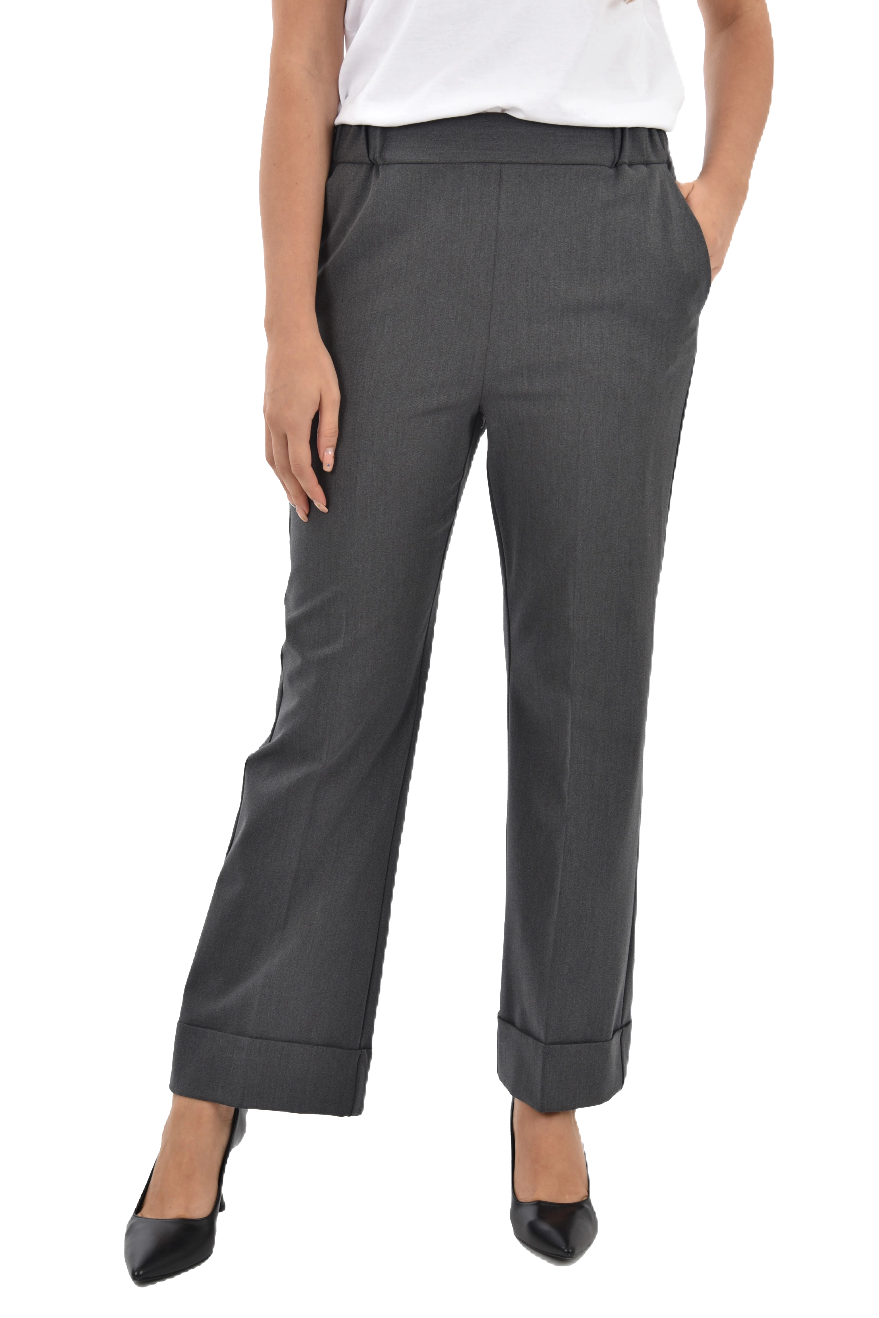 PANTALONI ZAMPA TINTO FILO DONNA GRIGIO