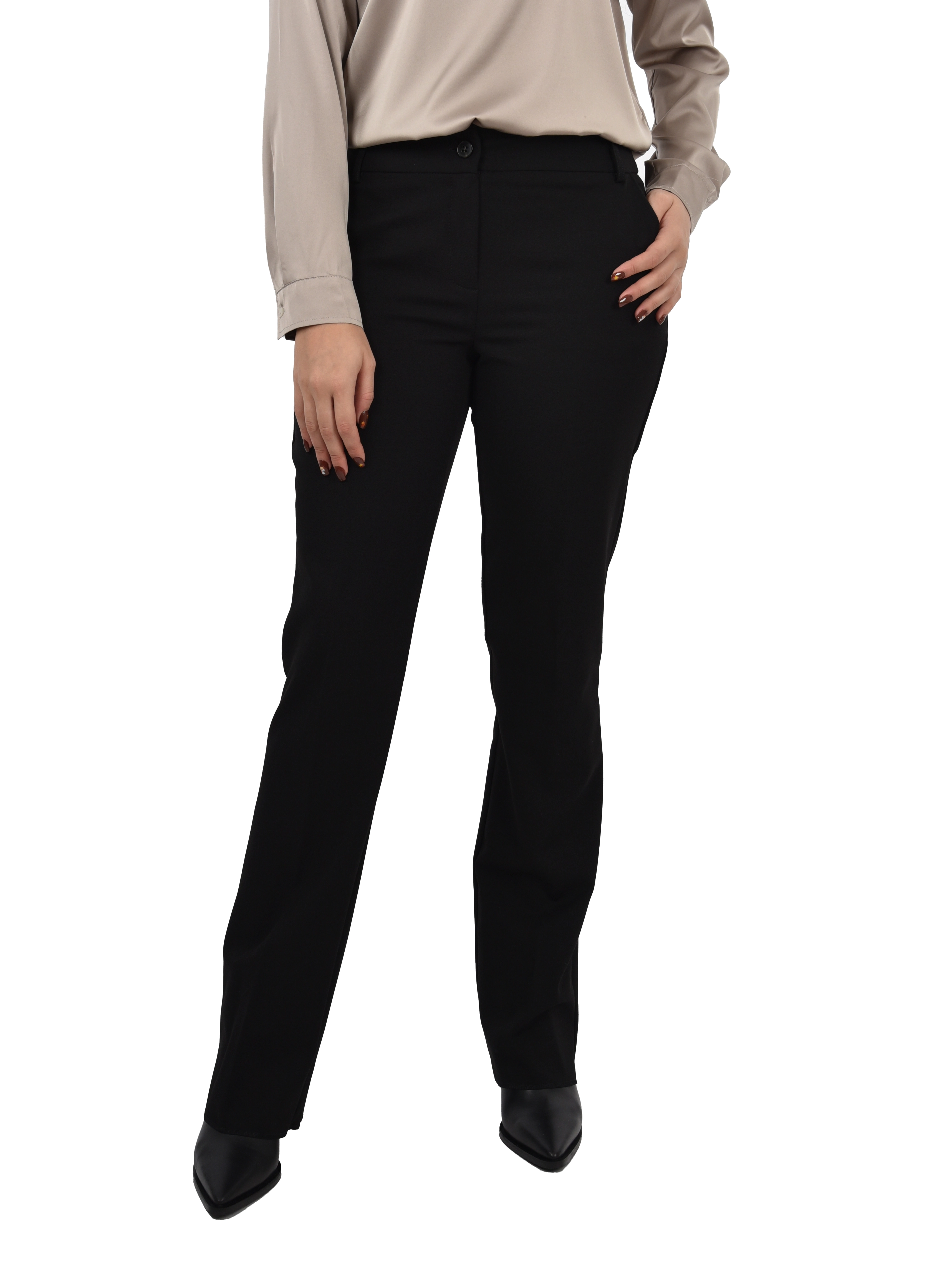 PANTALONE CHINO CON BOTTONE A CONTRASTO DONNA NERO