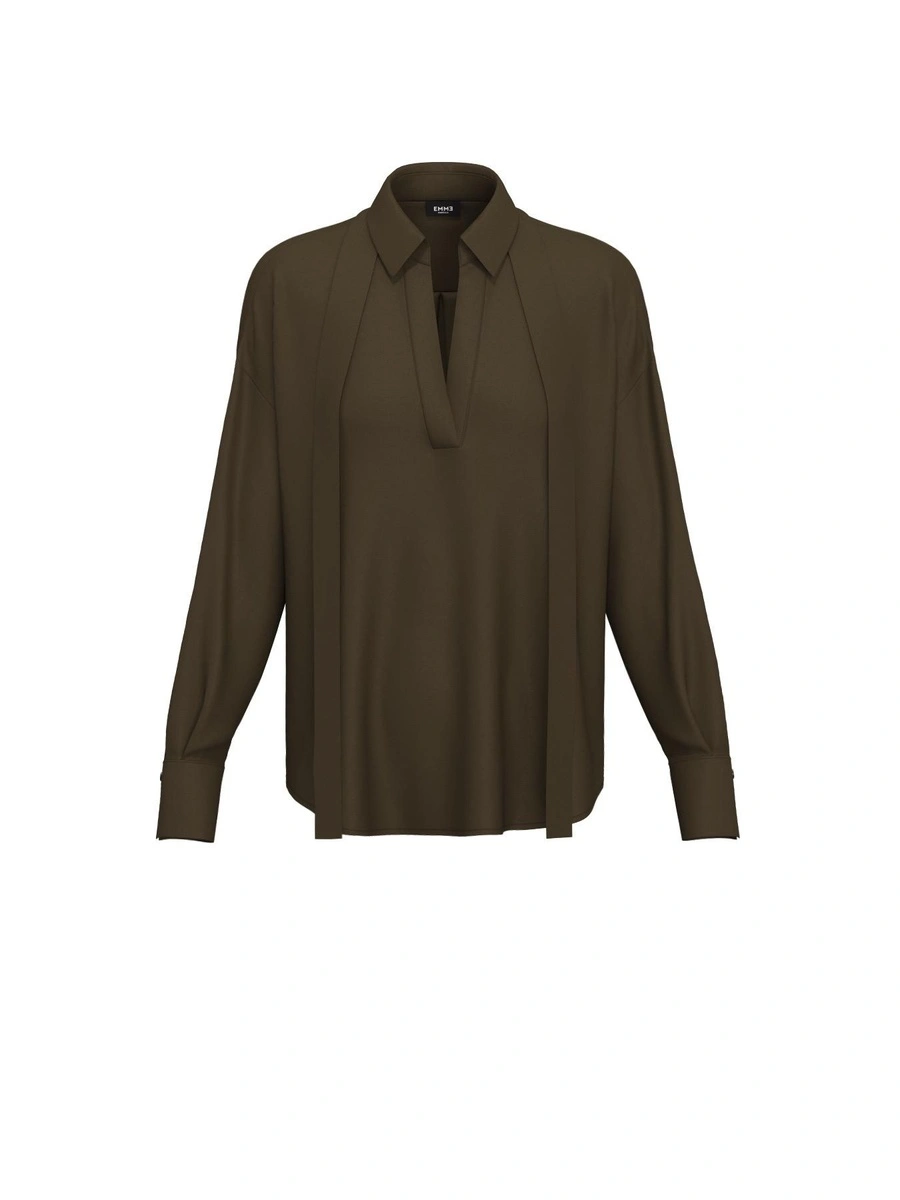 BLUSA IN RASO CON COLLO A CAMICIA DONNA VERDE