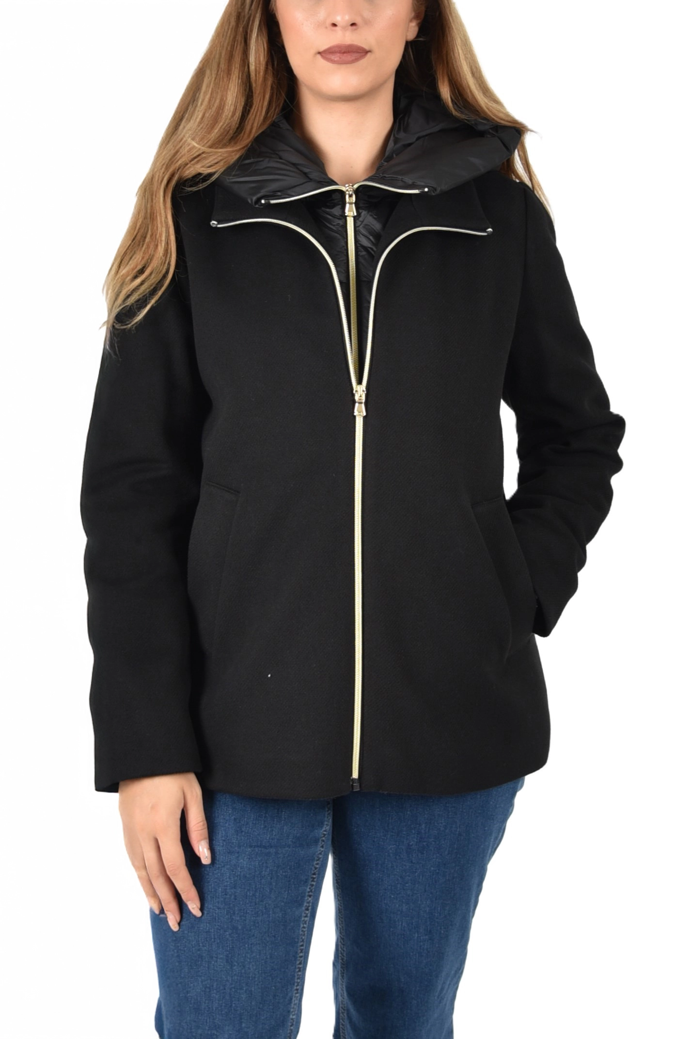 PIUMINO CORTO IN PANNO SOFT DONNA NERO