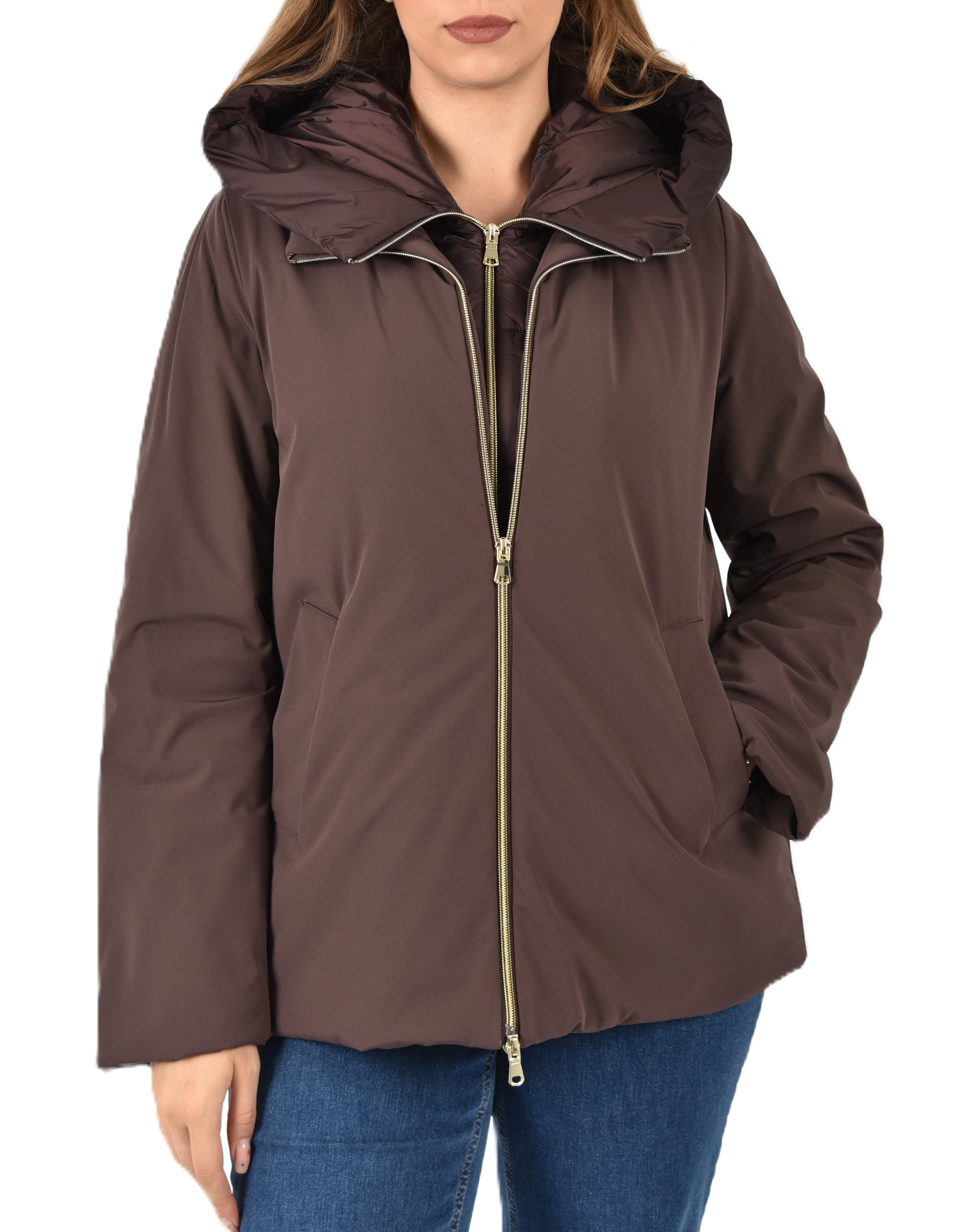 CAPPOTTO CORTO IMBOTTITO FULL ZIP DONNA BORDEAUX