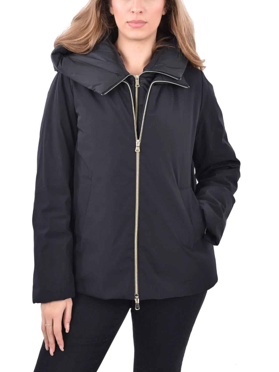 PIUMINO CORTO IMBOTTITO FULL ZIP DONNA NERO