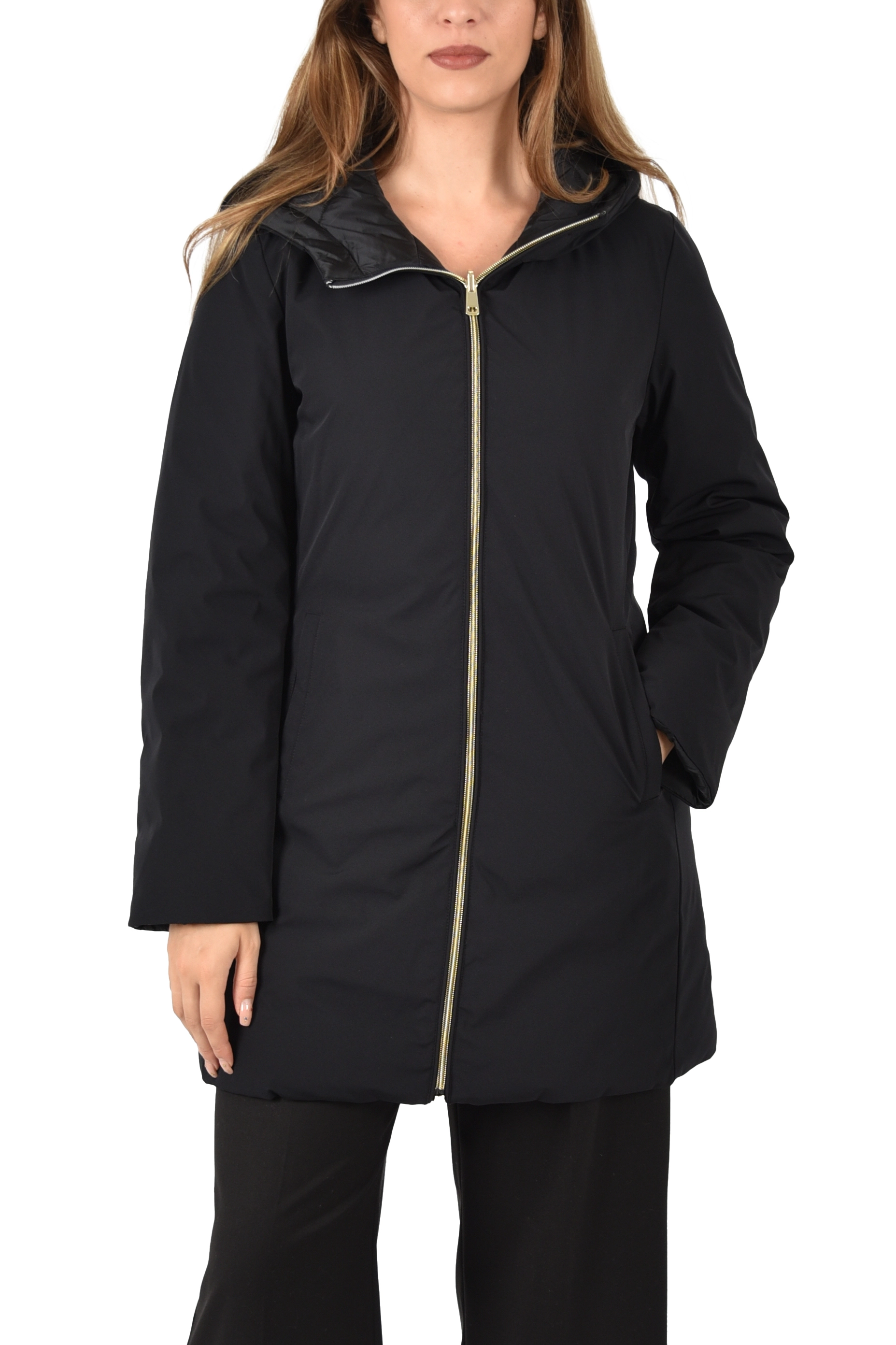 PIUMINO LUNGO REVERSIBILE DONNA NERO