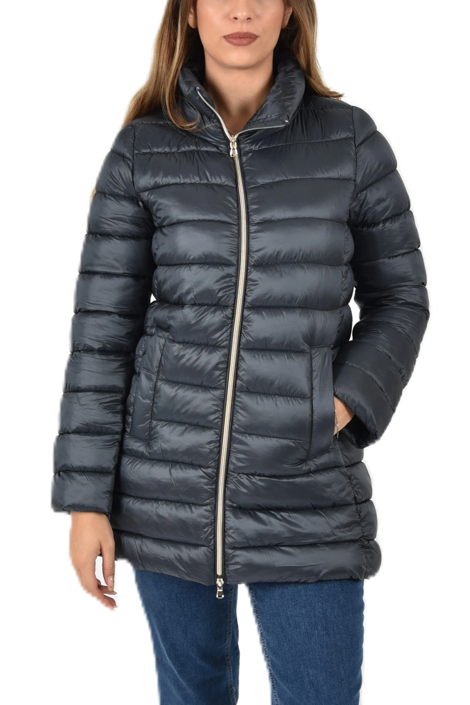 PIUMINO CORTO IMBOTTITO FULL ZIP DONNA ANTRACITE