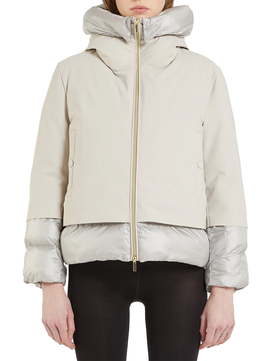 PIUMINO CORTO CON DETTAGLI METALLICI DONNA BEIGE