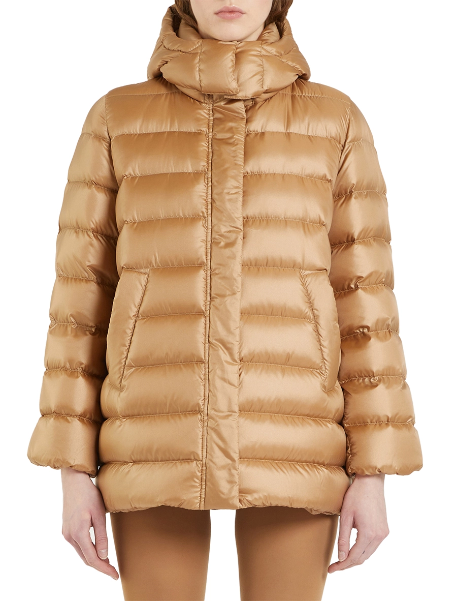 PIUMINO CORTO CON CAPPUCCIO DONNA BEIGE