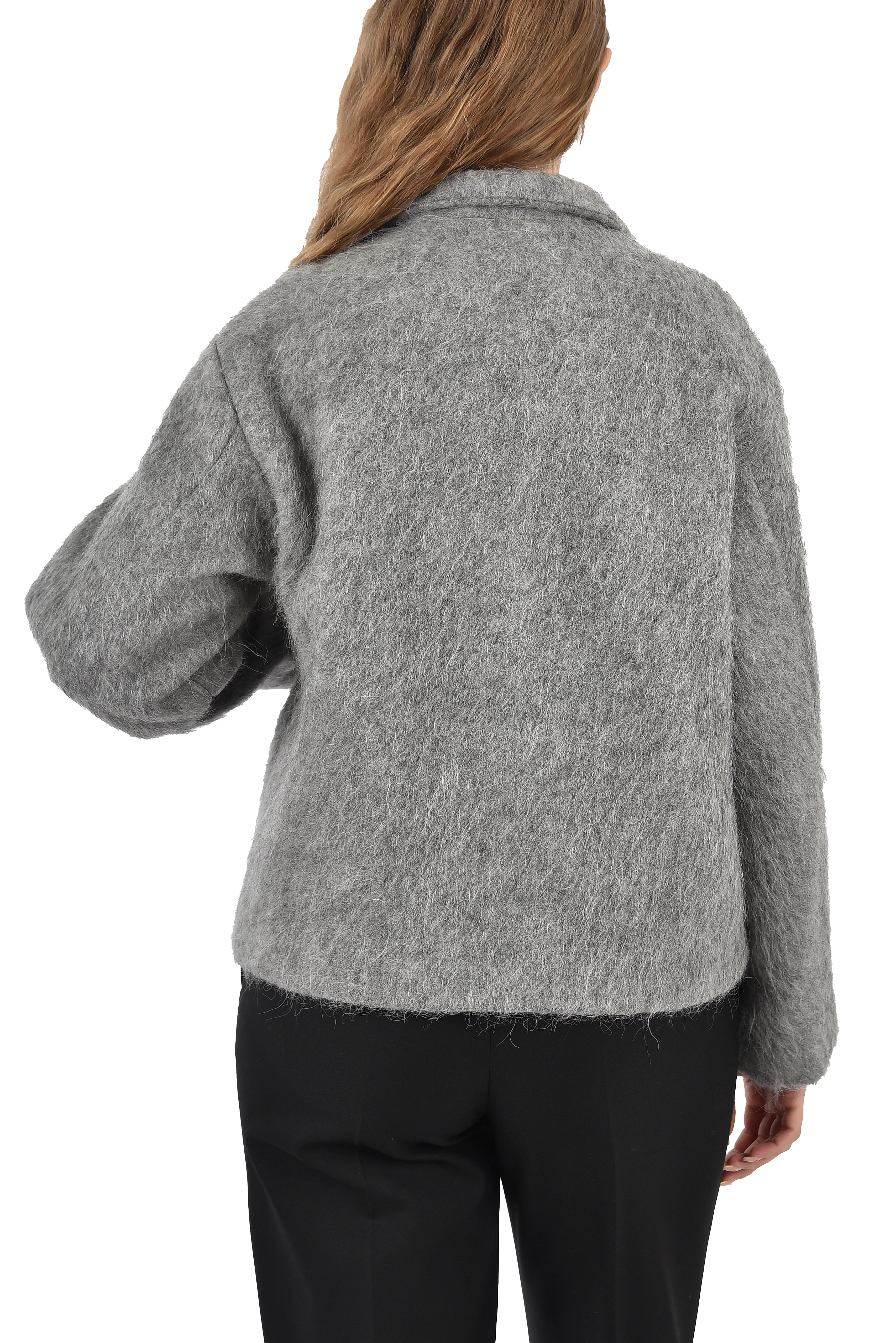 CAPPOTTO CORTO MISTO LANA E ALPACA DONNA GRIGIO