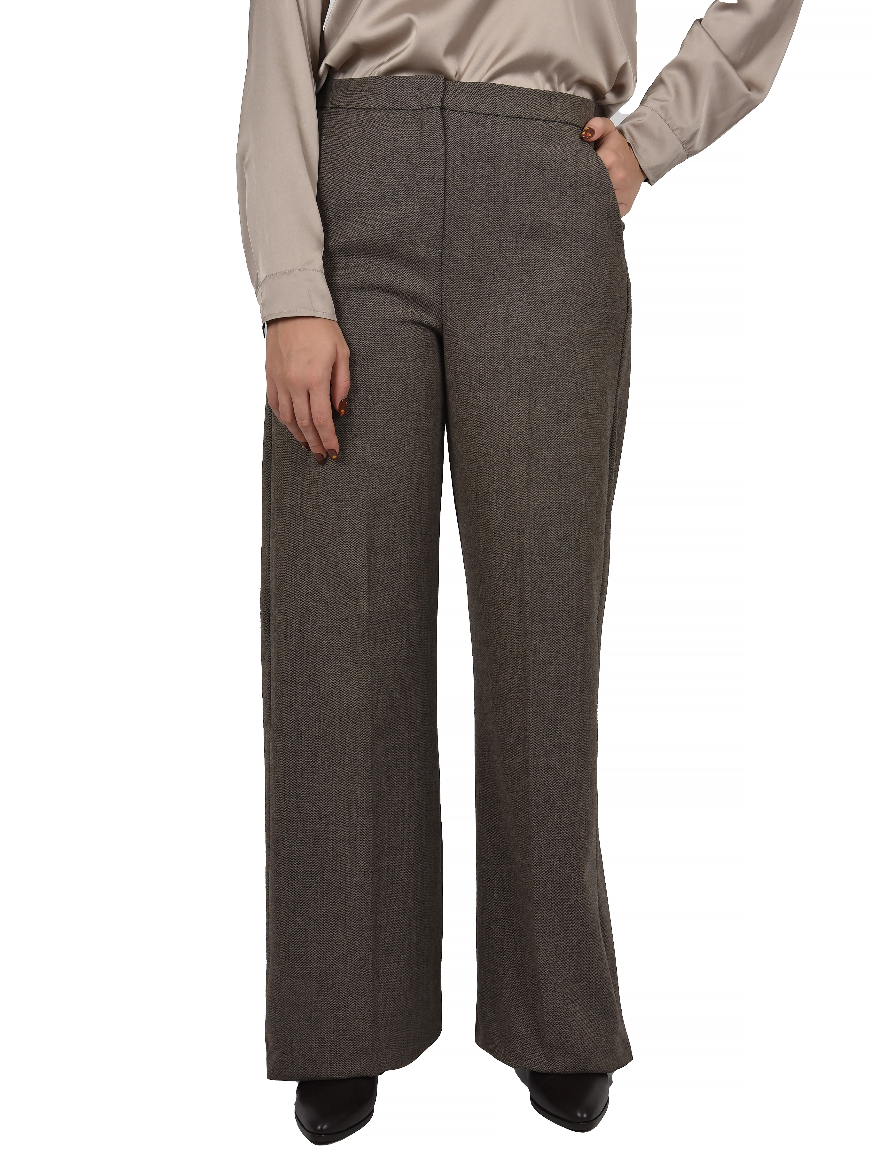 PANTALONE PALAZZO CON PIEGA STIRATA DONNA MARRONE