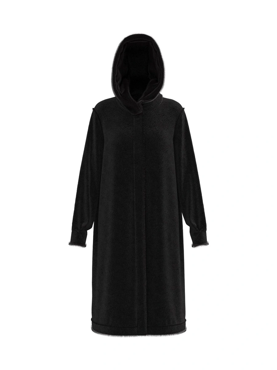 CAPPOTTO LUNGO REVERSIBILE CON CAPPUCCIO DONNA NERO
