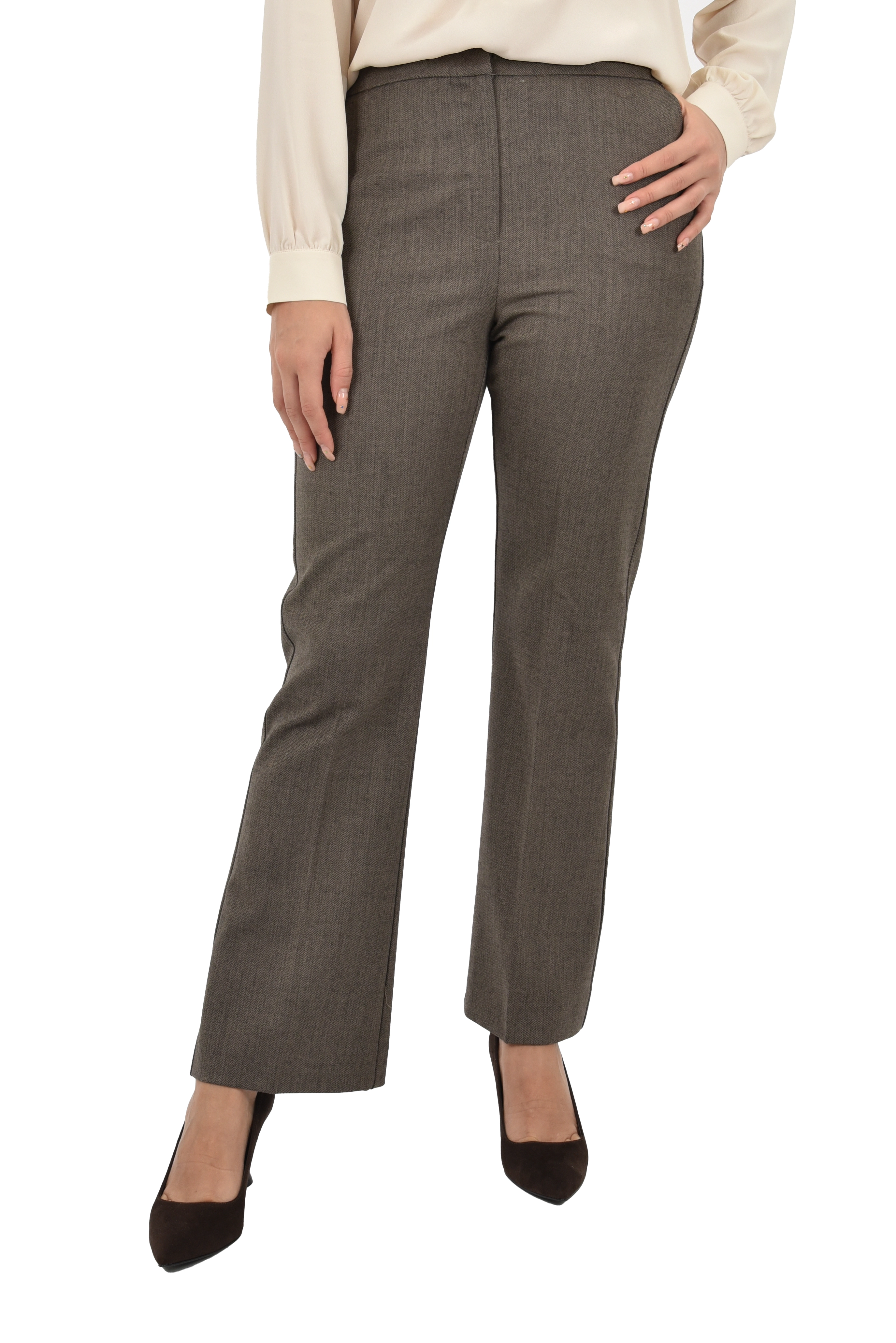 PANTALONI A ZAMPA CON PINCES TORQUAY DONNA MARRONE