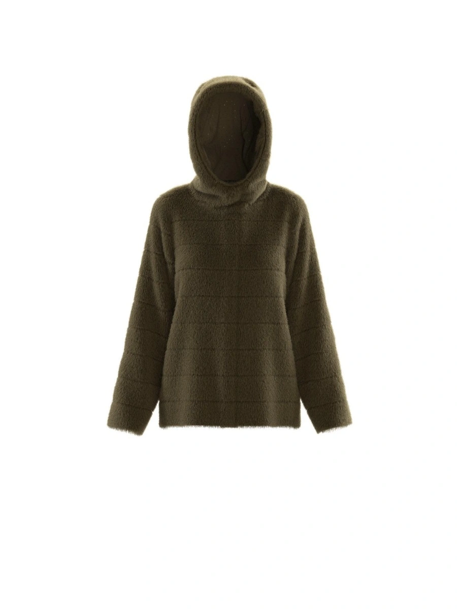 GIACCA CORTA IN ECOPELLICCIA CON CAPPUCCIO DONNA VERDE