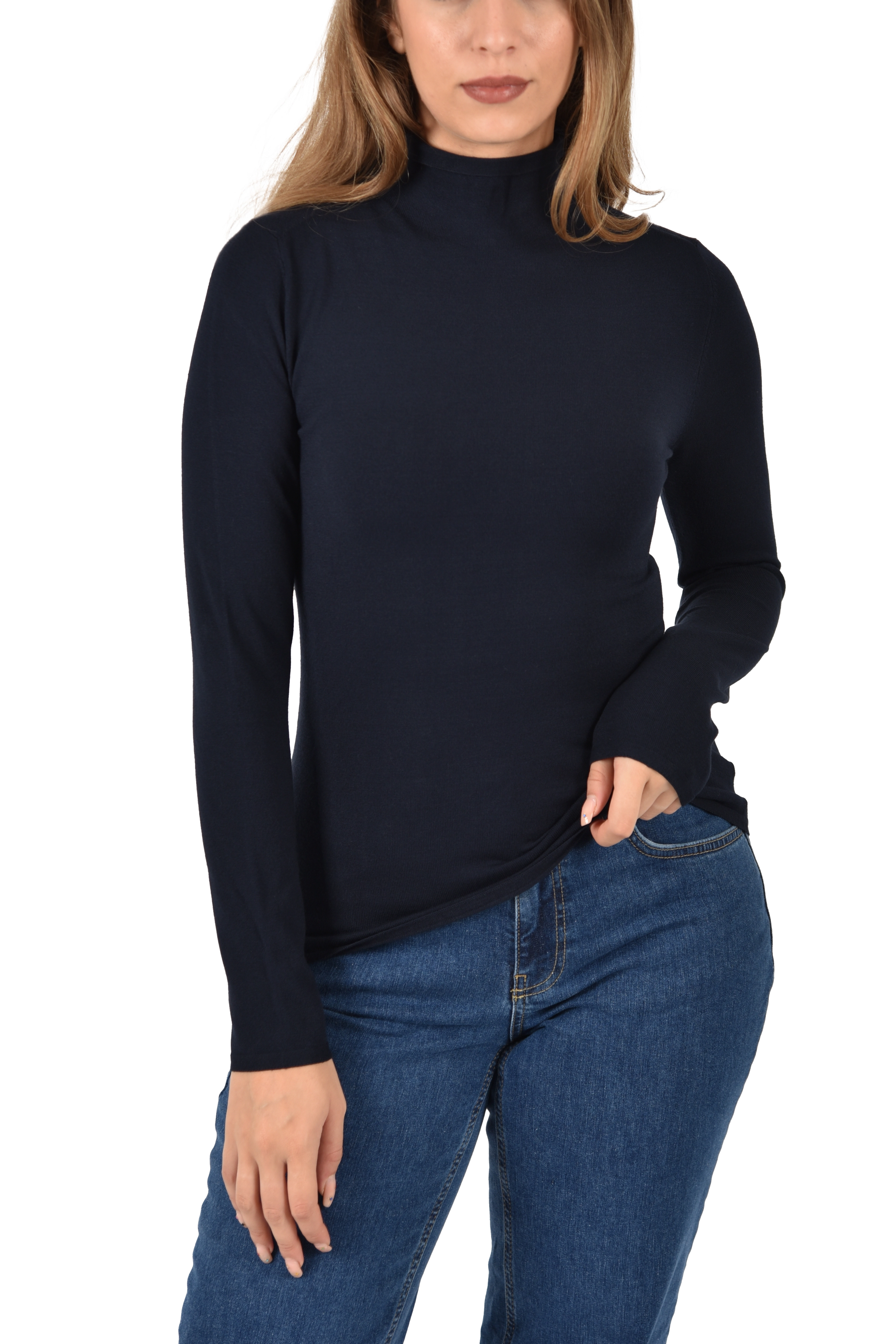 MAGLIA DOLCEVITA FILATO IN VISCOSA DONNA BLU