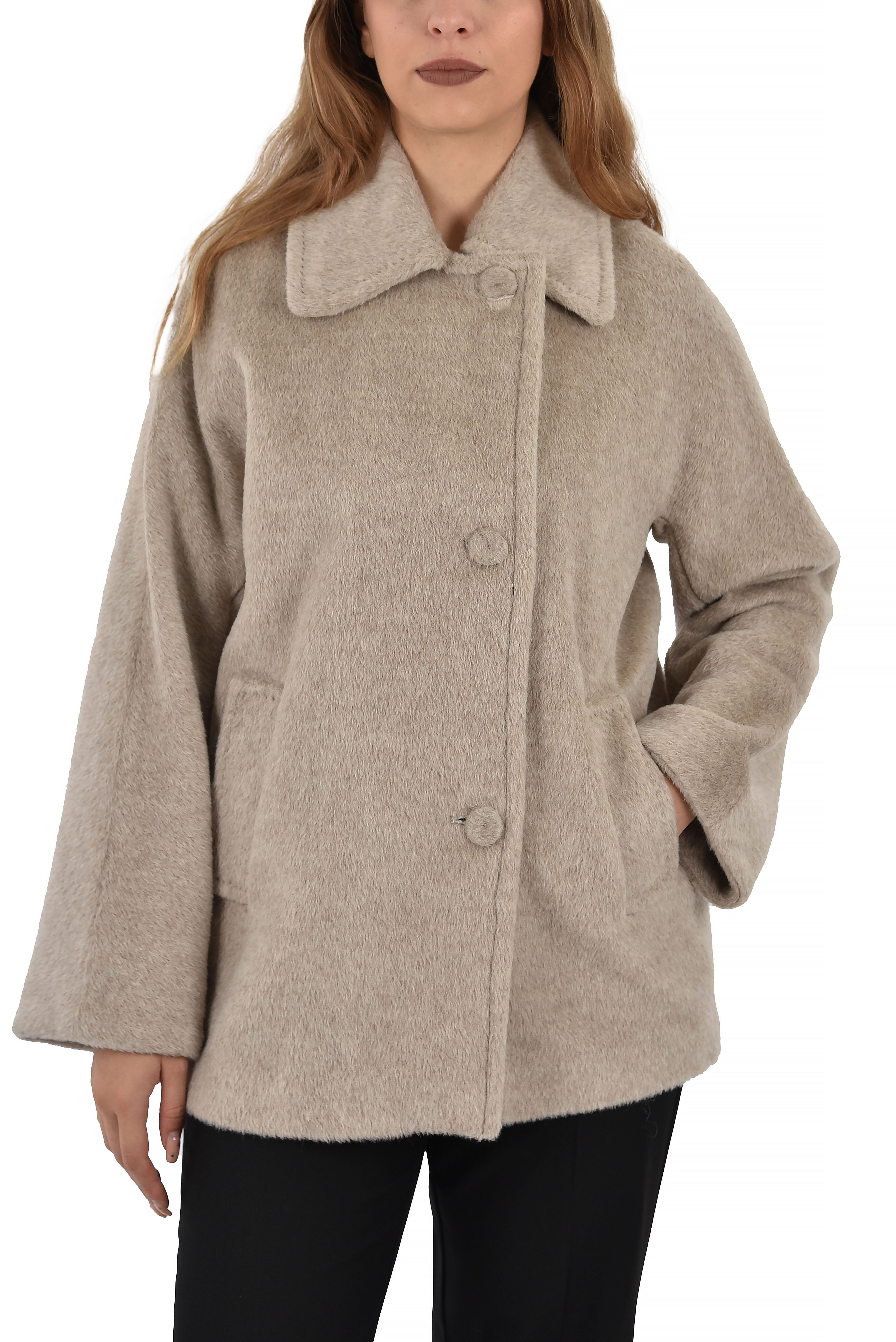 CAPPOTTO CORTO MISTO ALPACA DONNA ECRU