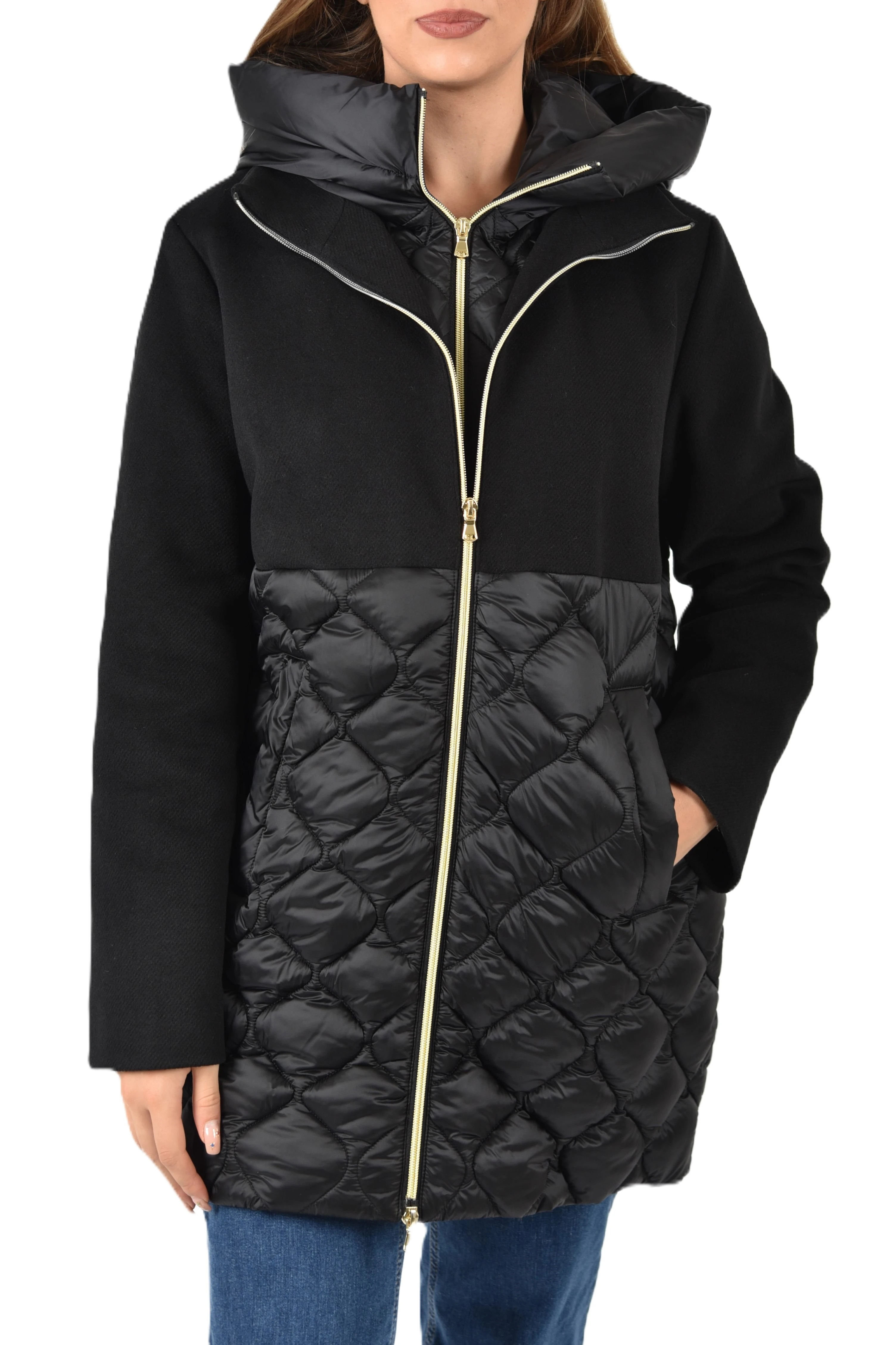 PIUMINO  CORTO IN PANNO SOFT DONNA NERO