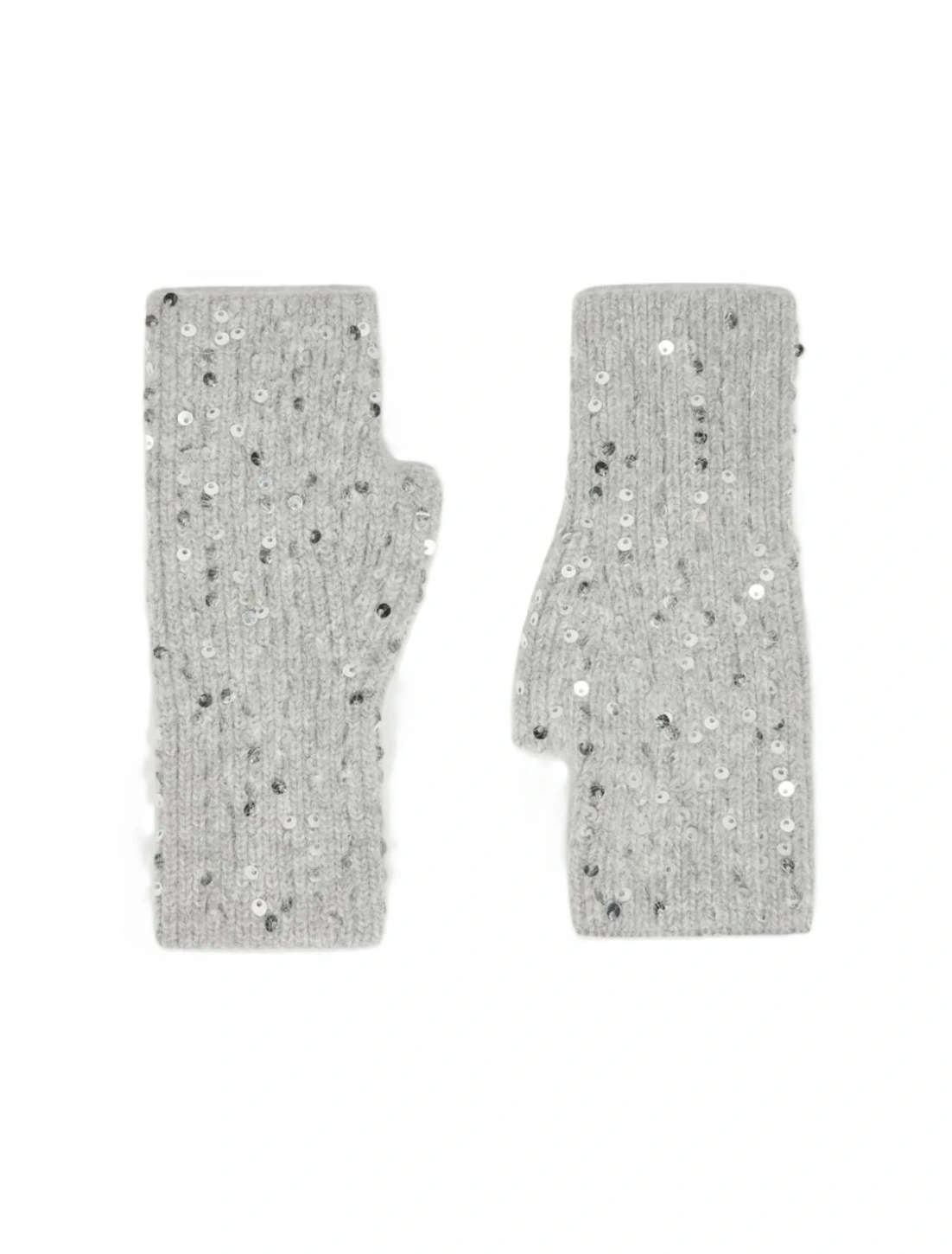 GUANTI SENZA DITA IN MAGLIA CON PAILLETES DONNA GRIGIO