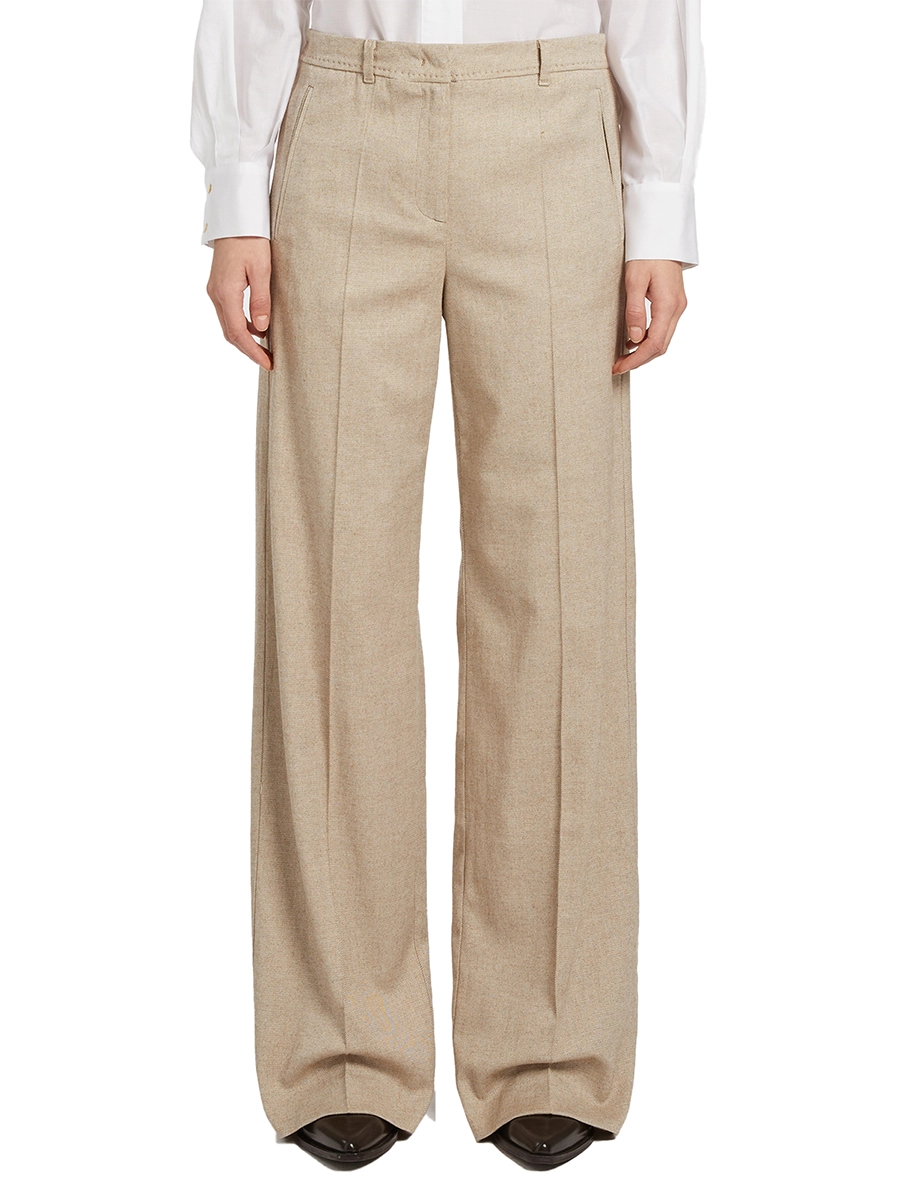 PANTALONE A PALAZZO CON PIEGA STIRATA PASCIA DONNA BIANCO