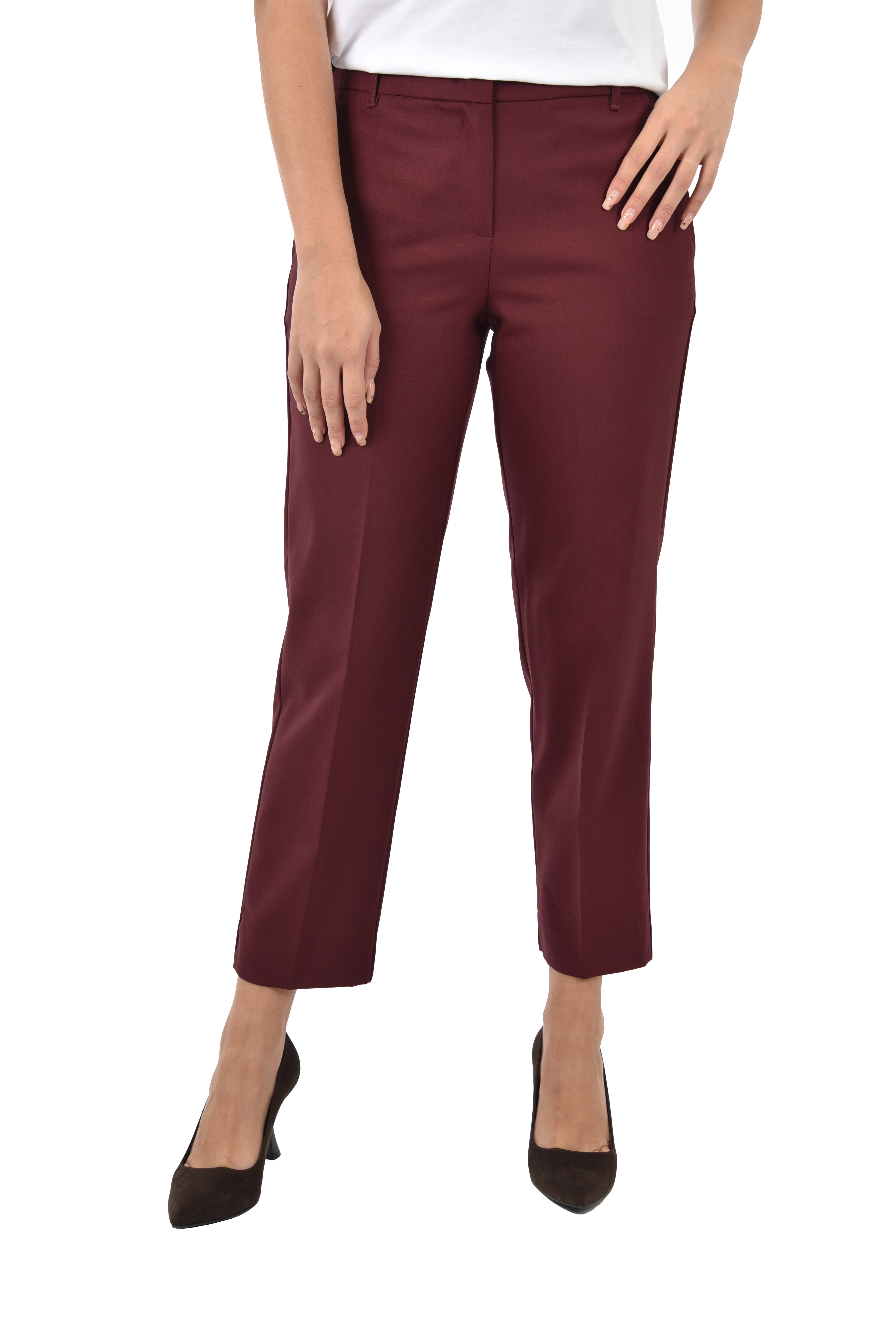 PANTALONI CHINO CON INSERTO ELASTICO IN VITA DONNA BORDEAUX