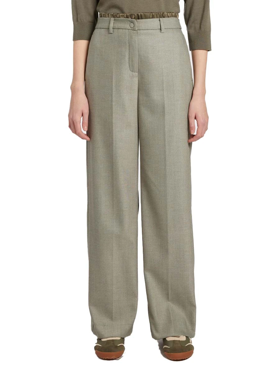 PANTALONE CHINO CON PIEGA STIRATA E BOTTONE A PRESSIONE DONNA VERDE