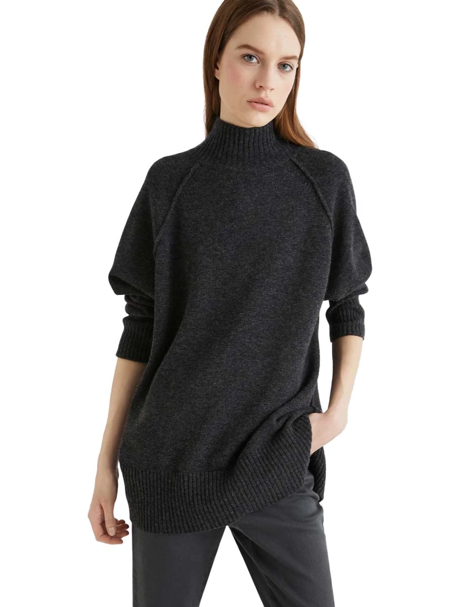 DOLCEVITA IN LANA CON SPACCHI DONNA ANTRACITE