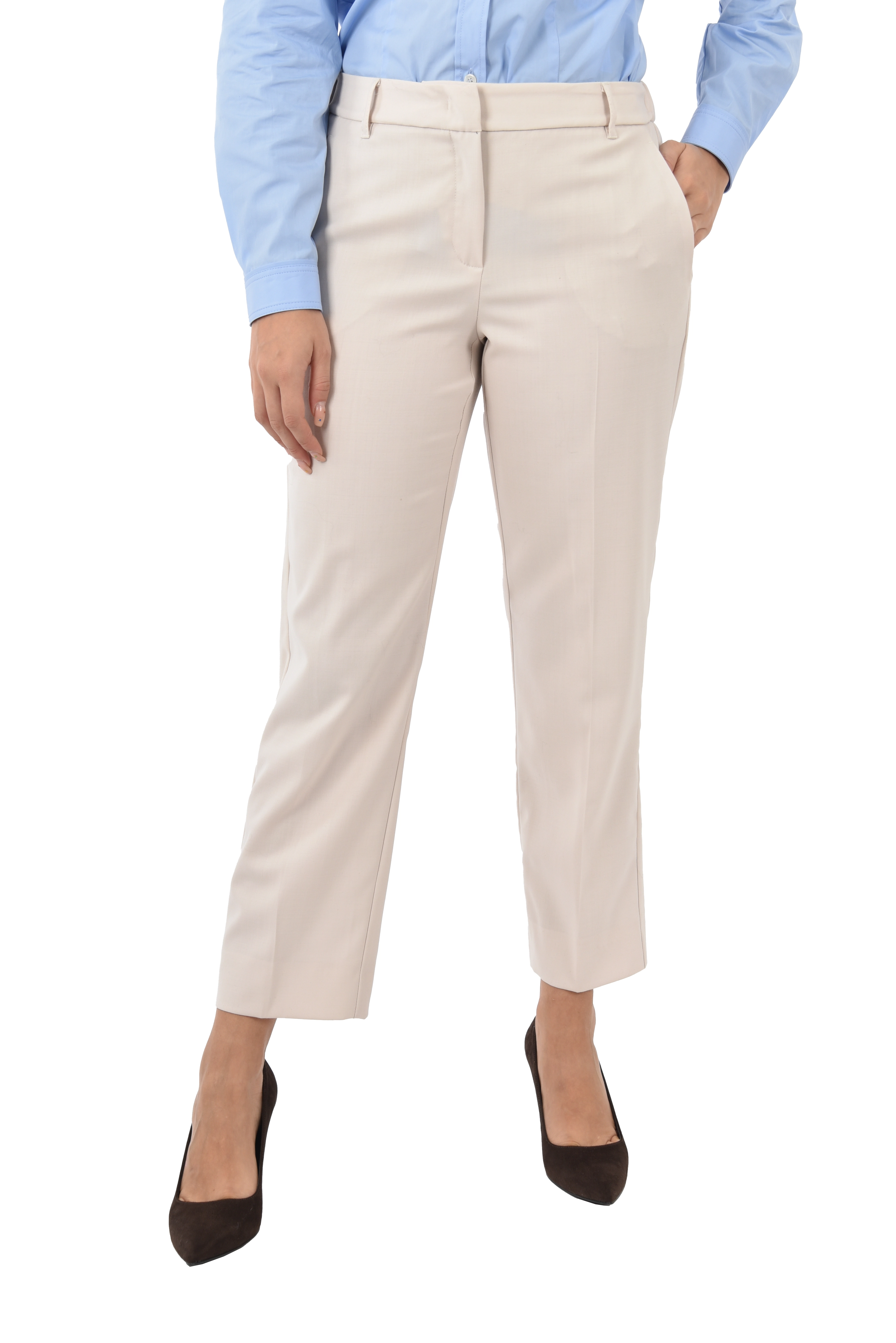 PANTALONI CHINO CON INSERTO ELASTICO IN VITA DONNA BIANCO