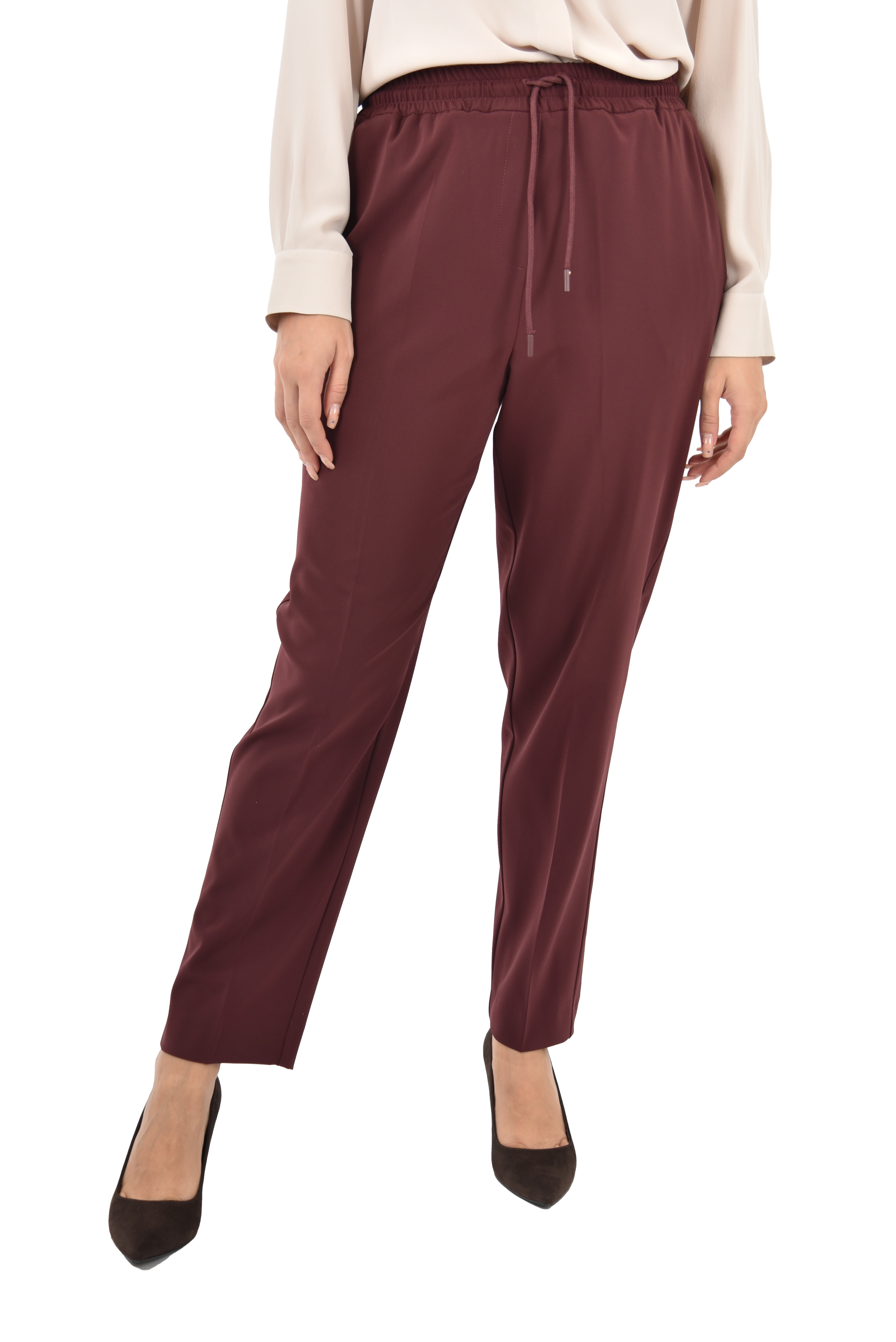 PANTALONI JOGGERS  CON PIEGA STIRATA FRONTE E RETRO DONNA BORDEAUX