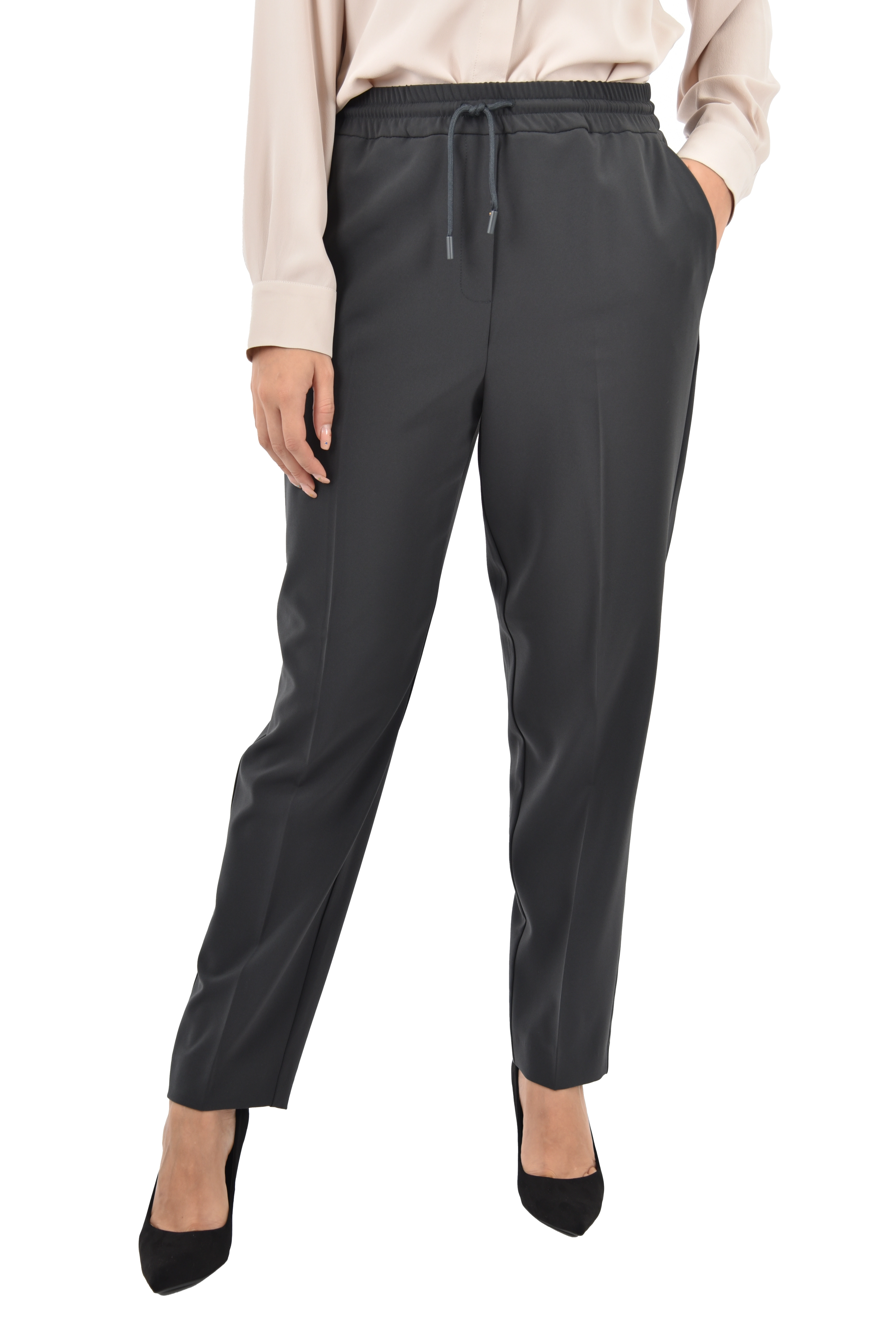 PANTALONI JOGGERS CON TASCHE LATERALI E PIEGA STIRATA DONNA GRIGIO