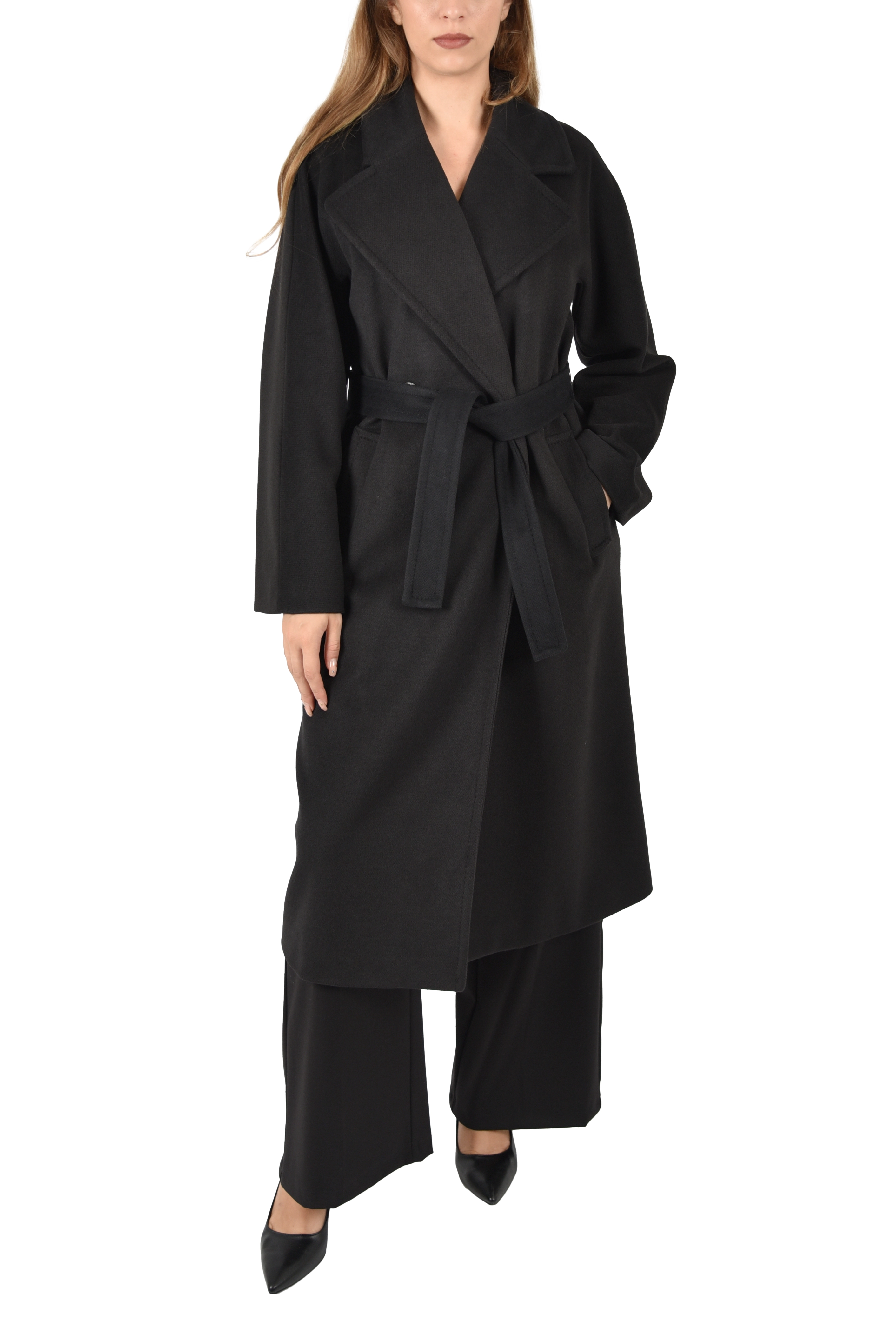 CAPPOTTO LUNGO PANNO SOFT DOPPIOPETTO DONNA NERO