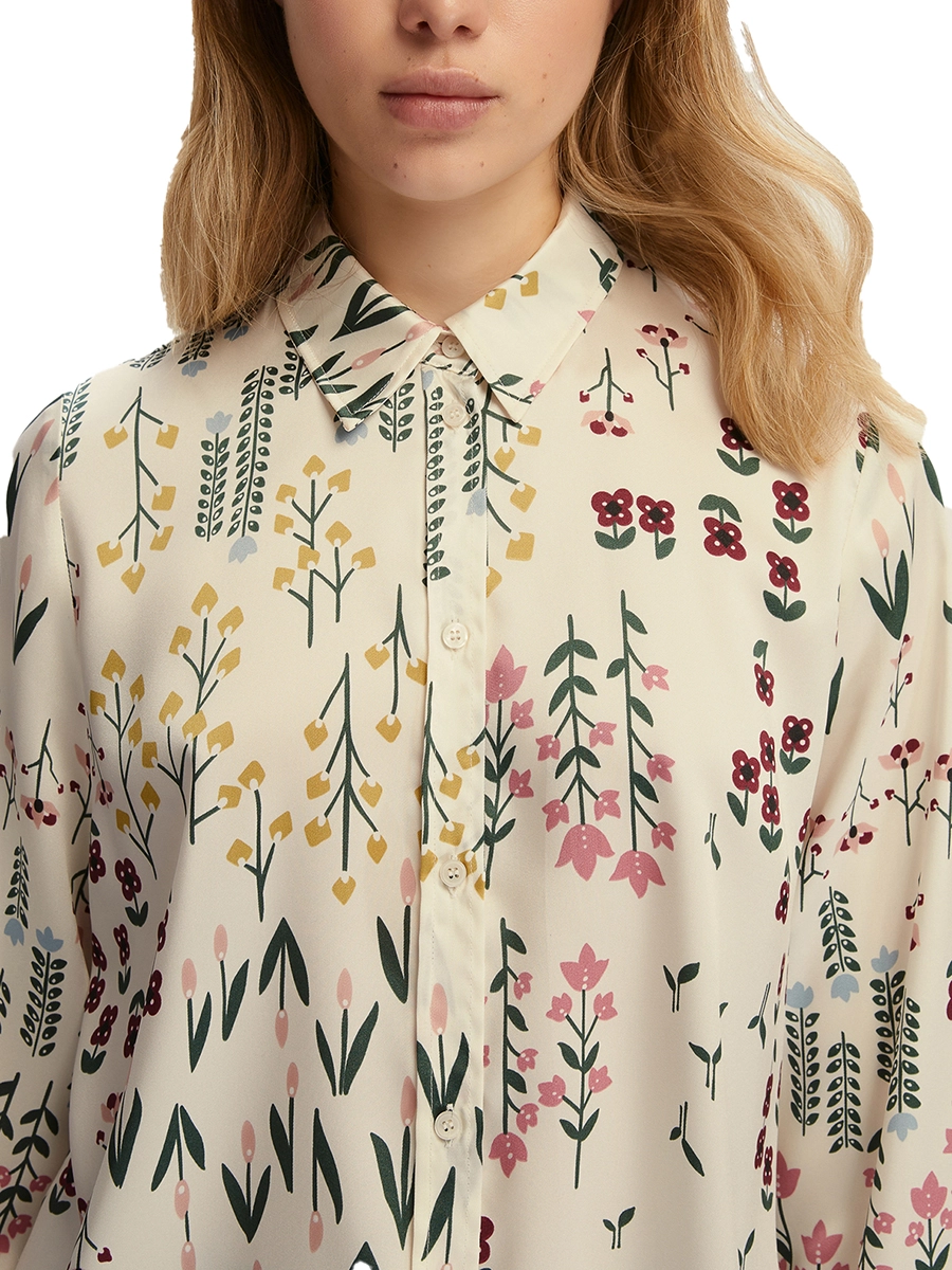 CAMICIA CON FANTASIA A FIORELLINI DONNA BIANCO