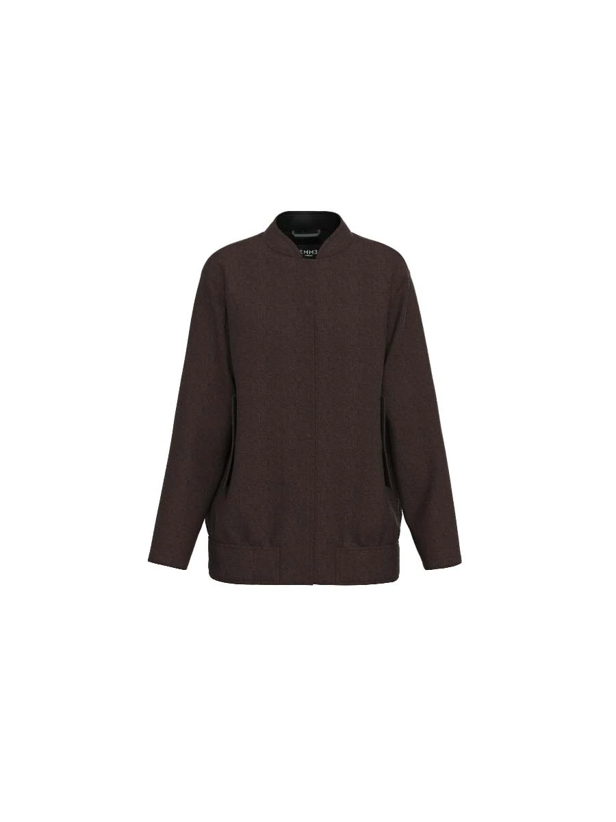 CAPPOTTO CORTO MISTO LANA CON BOTTONI AUTOMATICI DONNA MARRONE
