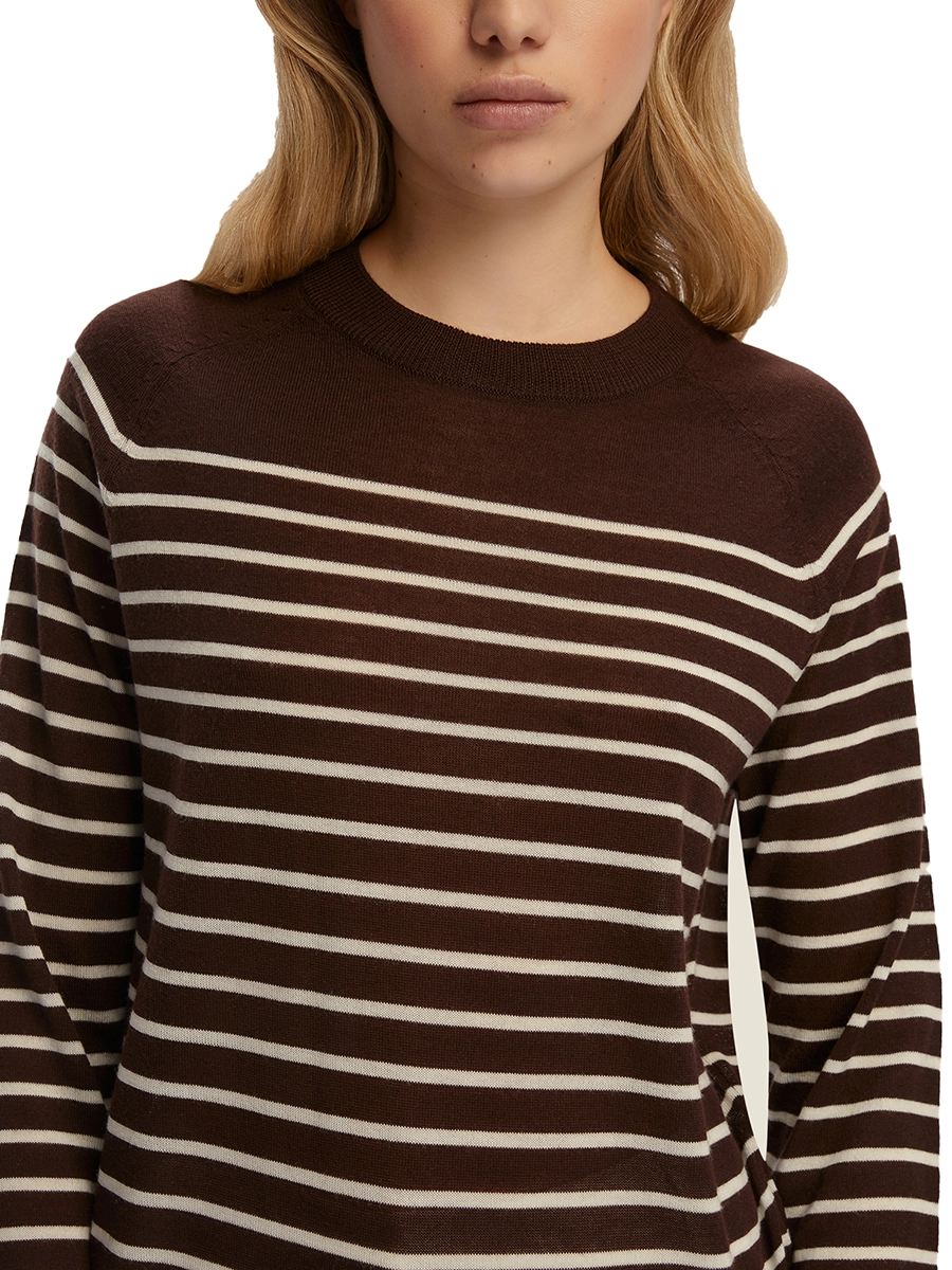 MAGLIA GIROCOLLO  A RIGHE DONNA MARRONE