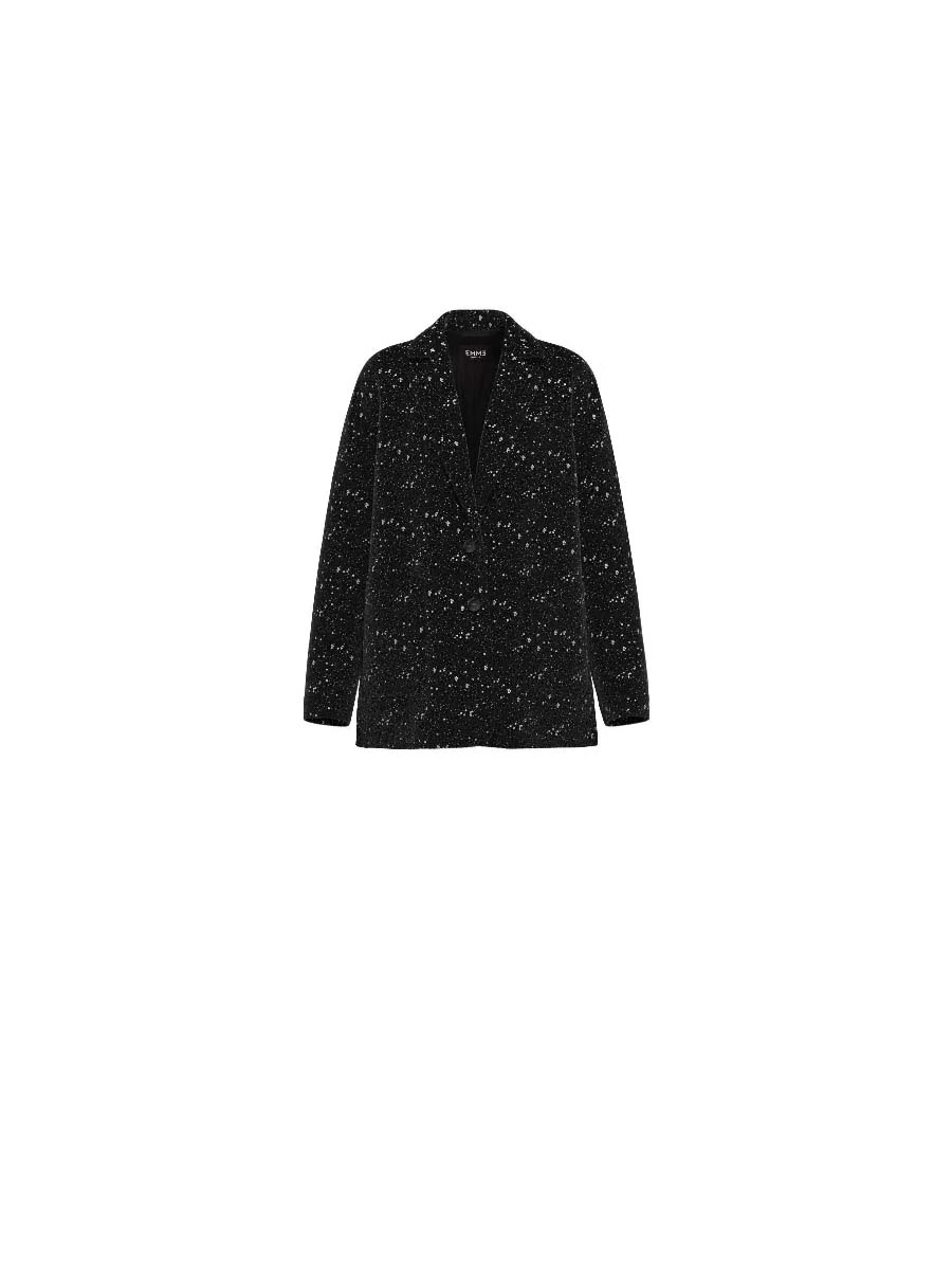 CAPPOTTO CORTO CON PAILLETTES DONNA NERO