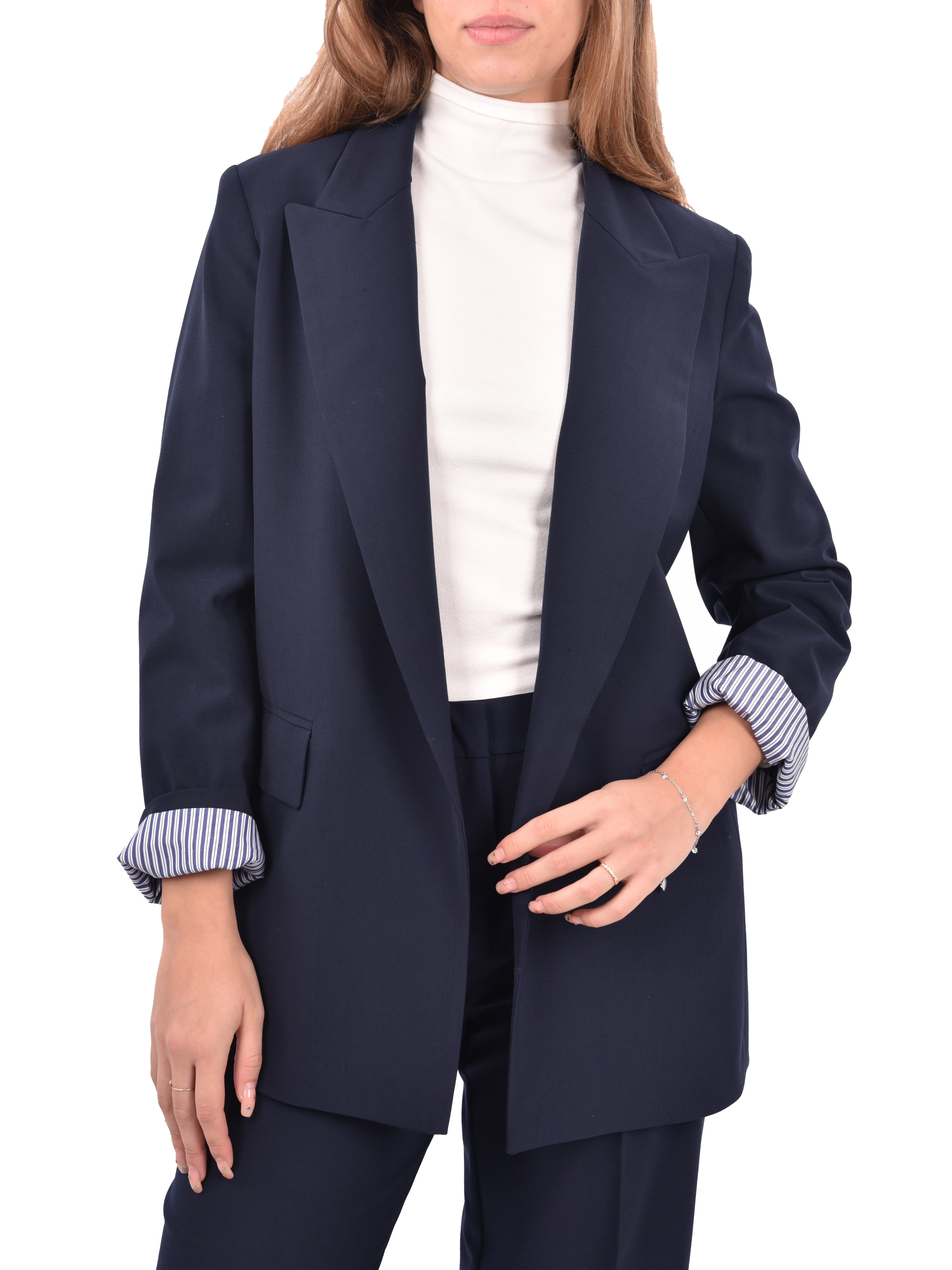 GIACCA BLAZER  IN MISTO LANA NOVA DONNA BLU
