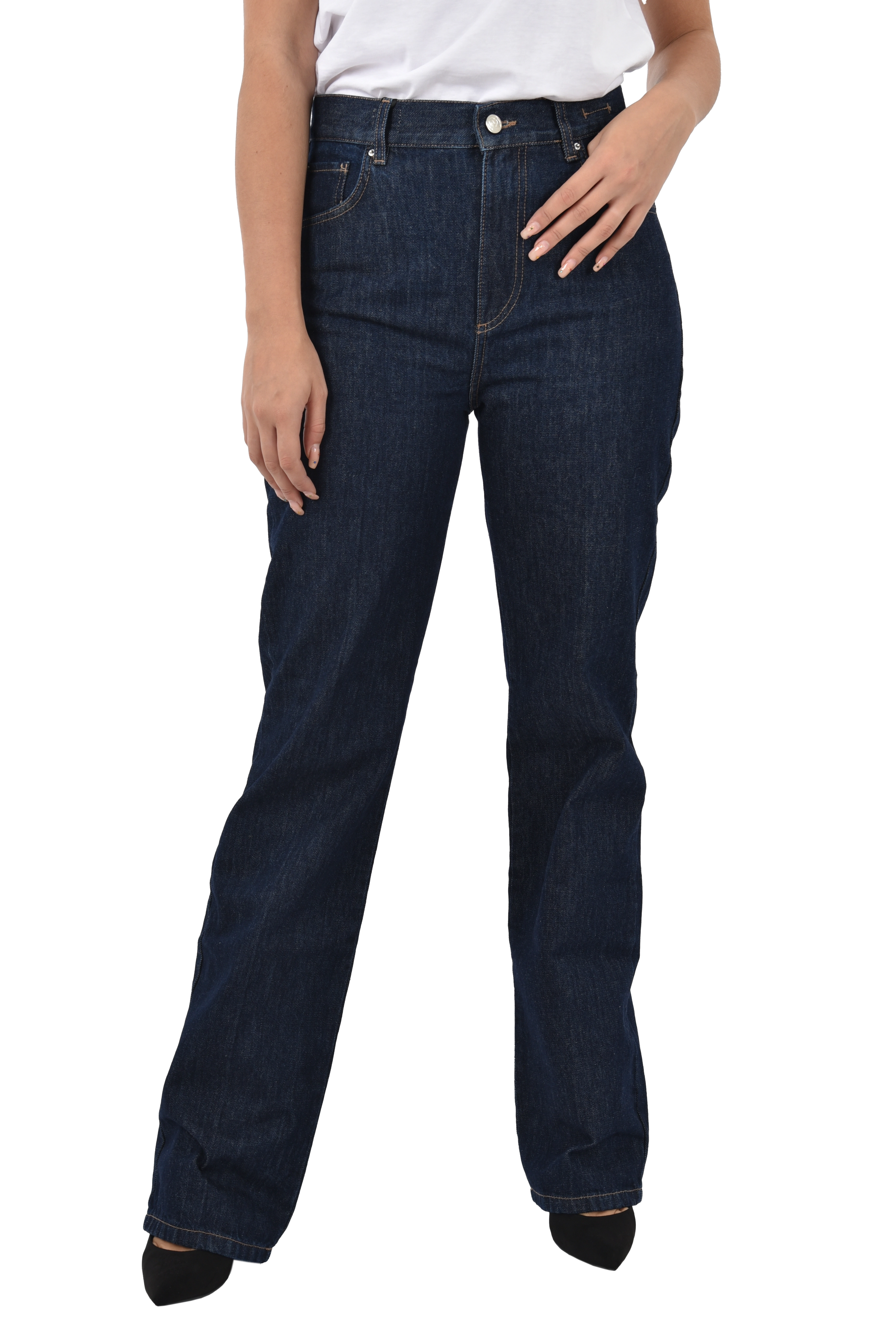 JEANS REGULAR CON IMPUNTURE DONNA BLU