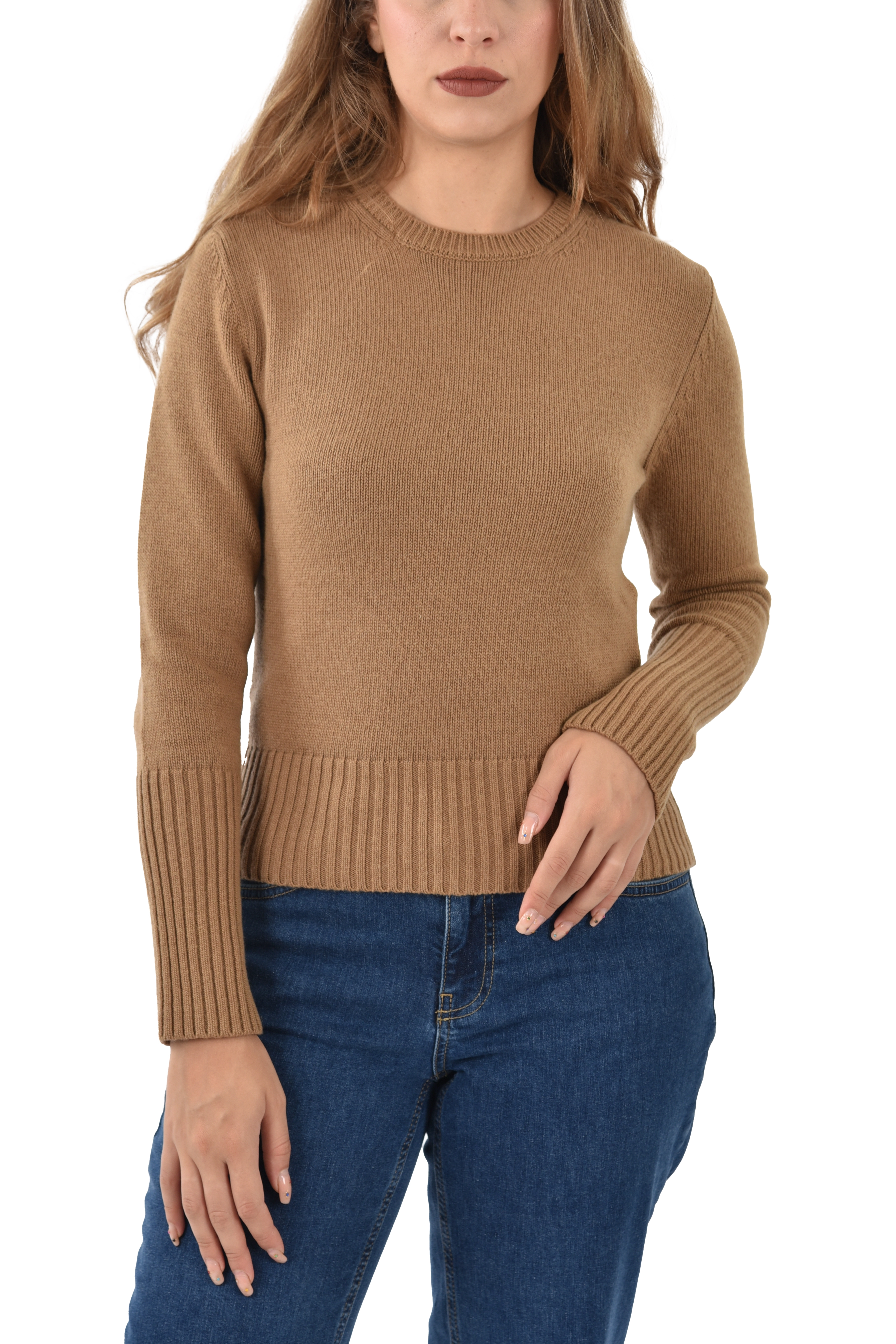 MAGLIA GIROCOLLO MISTO LANA E CASHMERE BEIGE