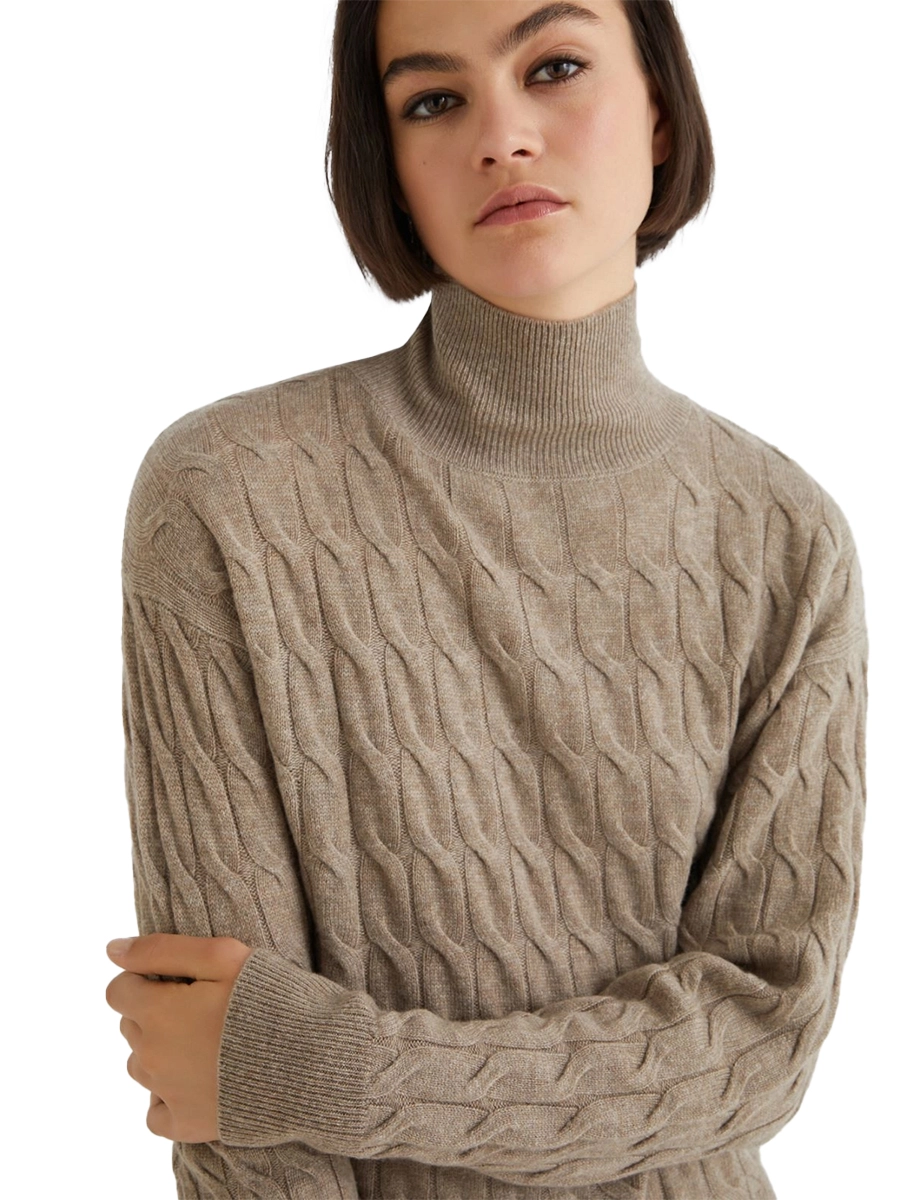 MAGLIA DOLCEVITA  IN MISTO CASHMERE AEREO DONNA MARRONE