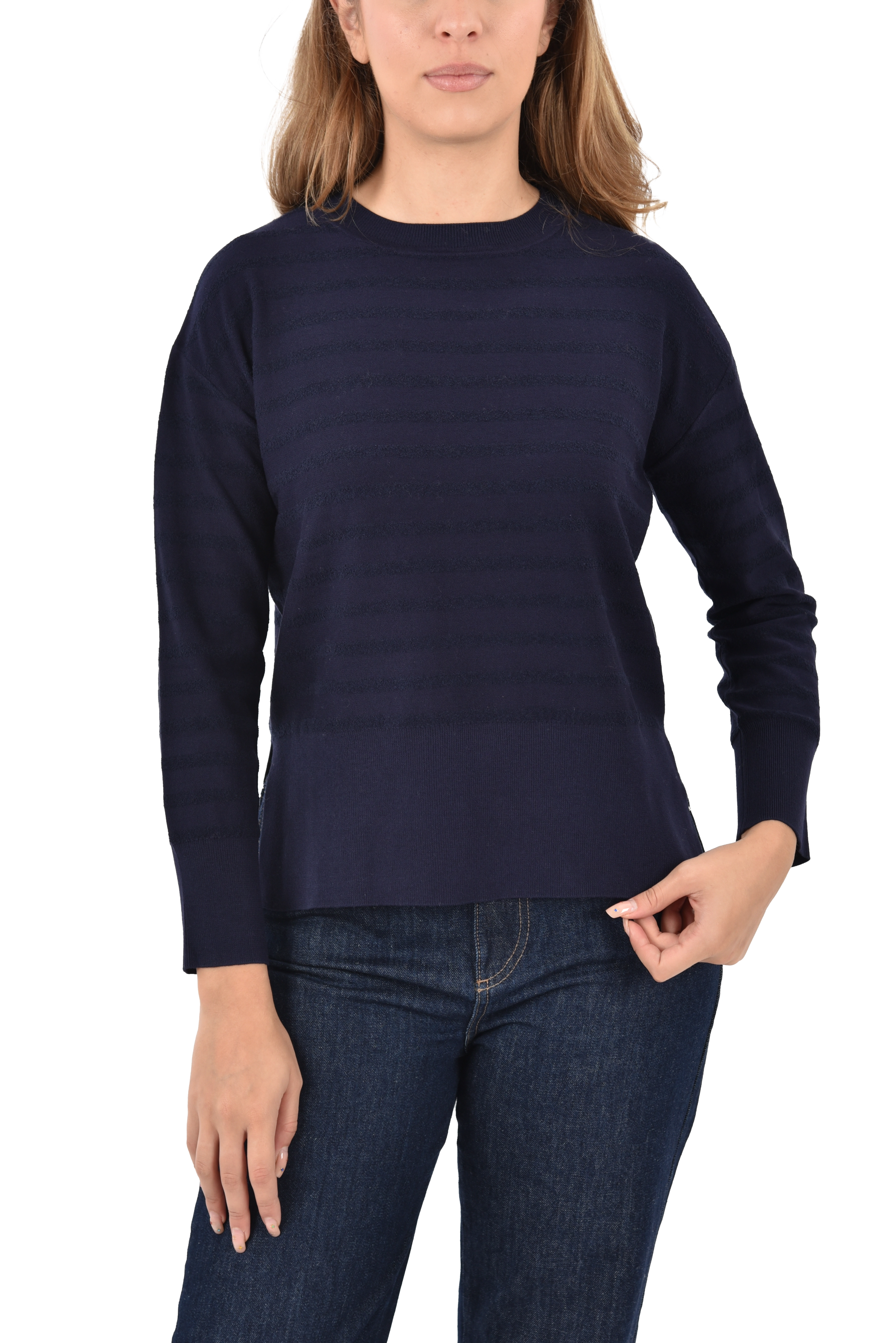 MAGLIA GIROCOLLO IN MISTO COTONE TEXAS DONNA BLU
