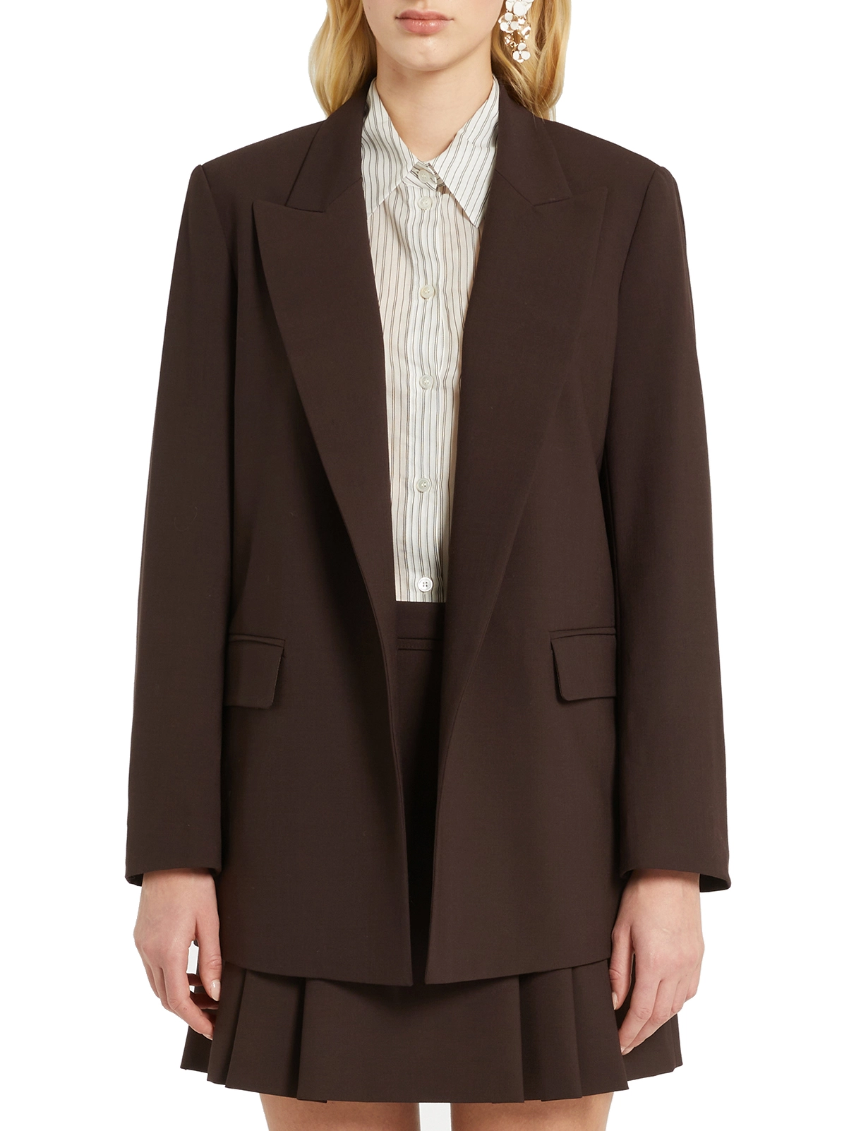 GIACCA BLAZER  IN MISTO LANA DONNA MARRONE