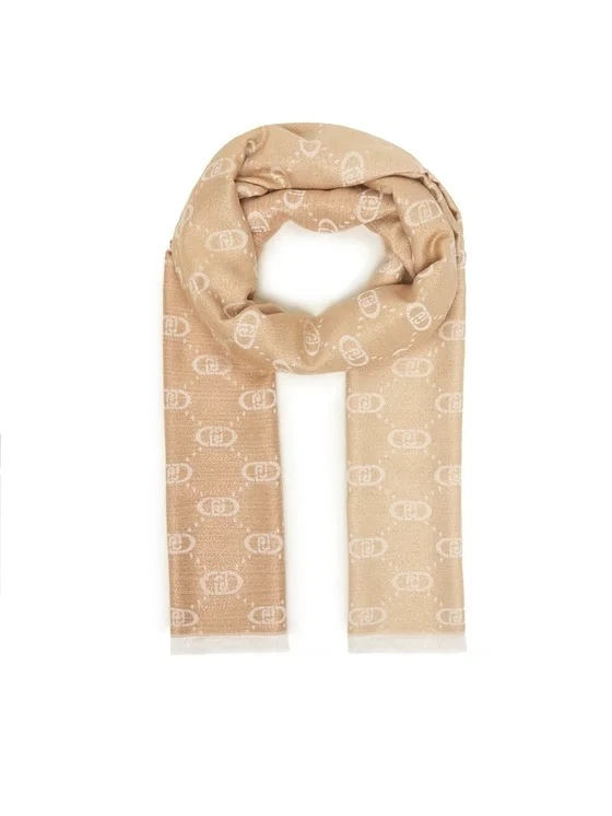 STOLA CON MOTIVO JACQUARD E BORDI SFRANGIATI DONNA ORO